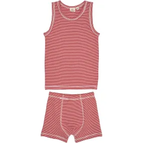 Thermal Insulation COPENHAGEN COLORS Red/Cream Stripe Striped Boy Underwear Set