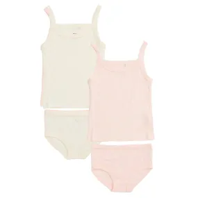 COPENHAGEN COLORS Soft Pink/Cream Comb. Core Rib Jersey 2Pack Straptop And Underpants Plus Size Bonded Seam Technology