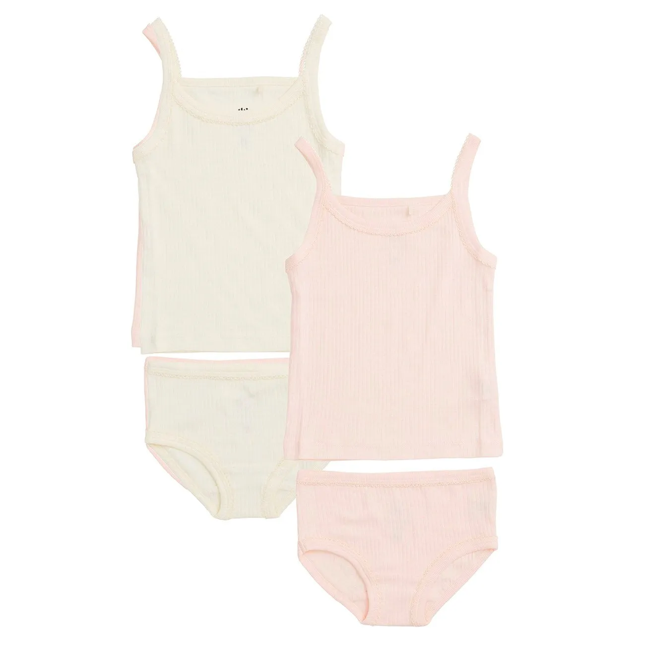 COPENHAGEN COLORS Soft Pink/Cream Comb. Core Rib Jersey 2Pack Straptop And Underpants Security