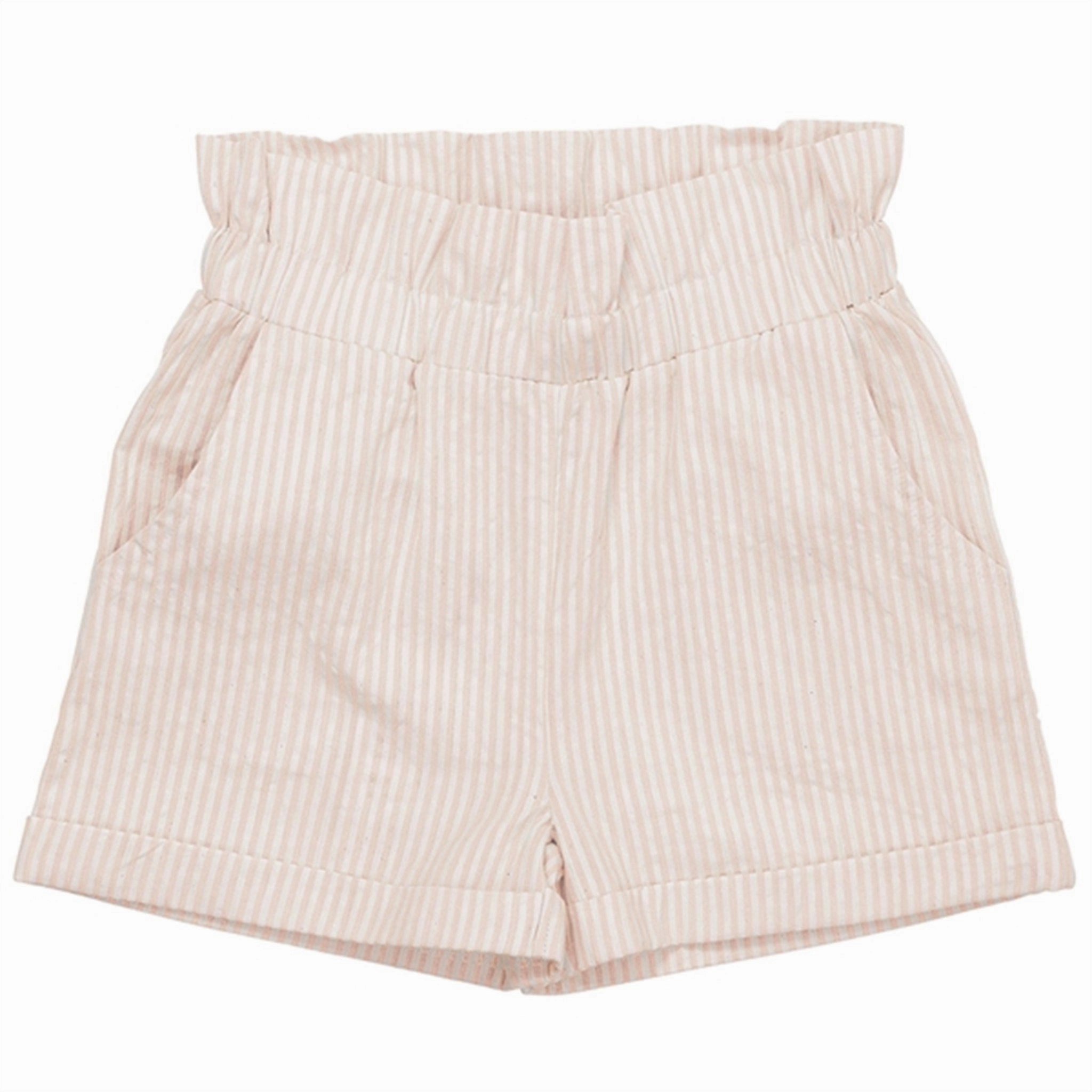 Copenhagen Colors Dusty Rose W Cream Stripe Seersucker Shorts w. Ruffles Holiday Gift