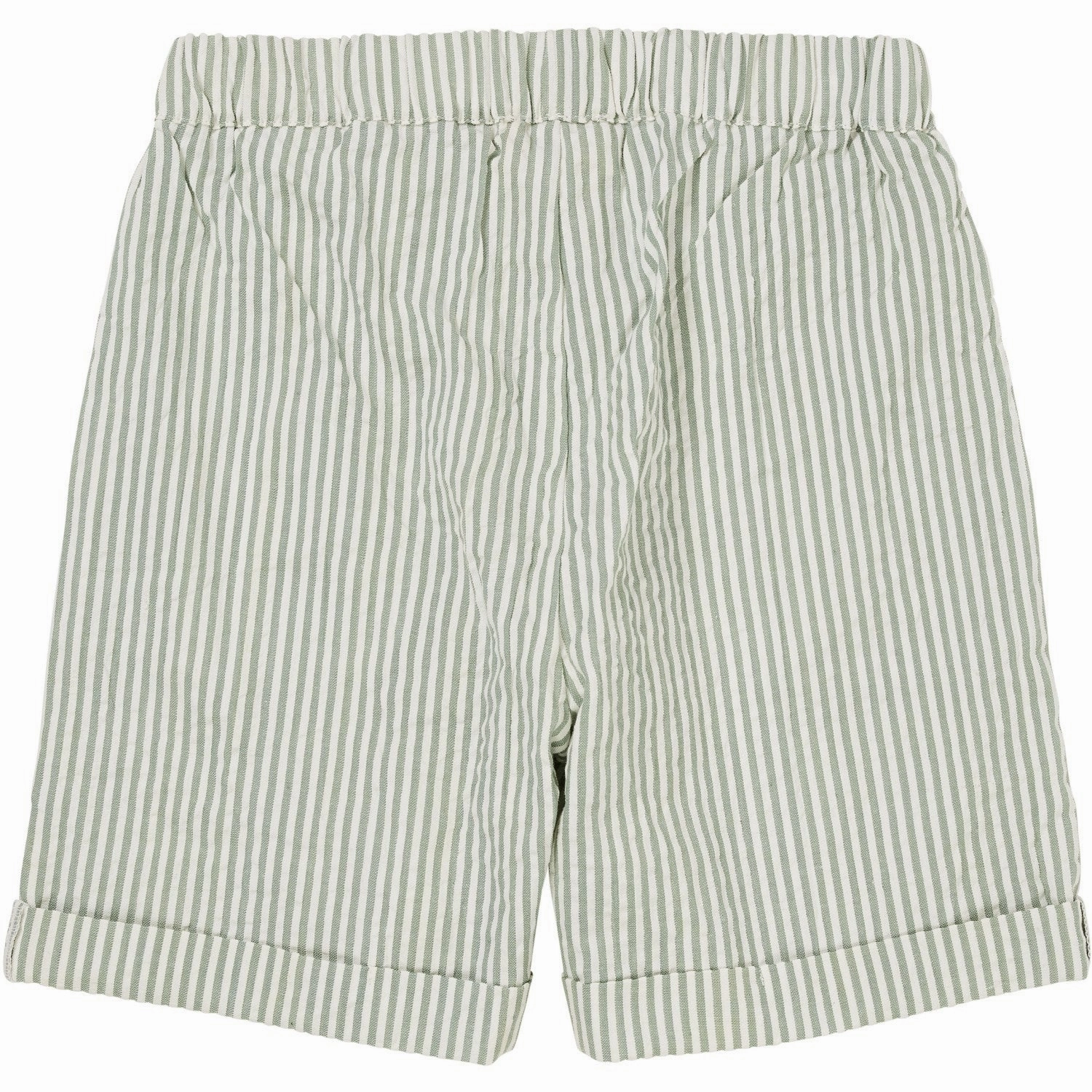 COPENHAGEN COLORS Green W Cream Stripe Seersucker Shorts Sporty desert style Recycled Polyester Blend