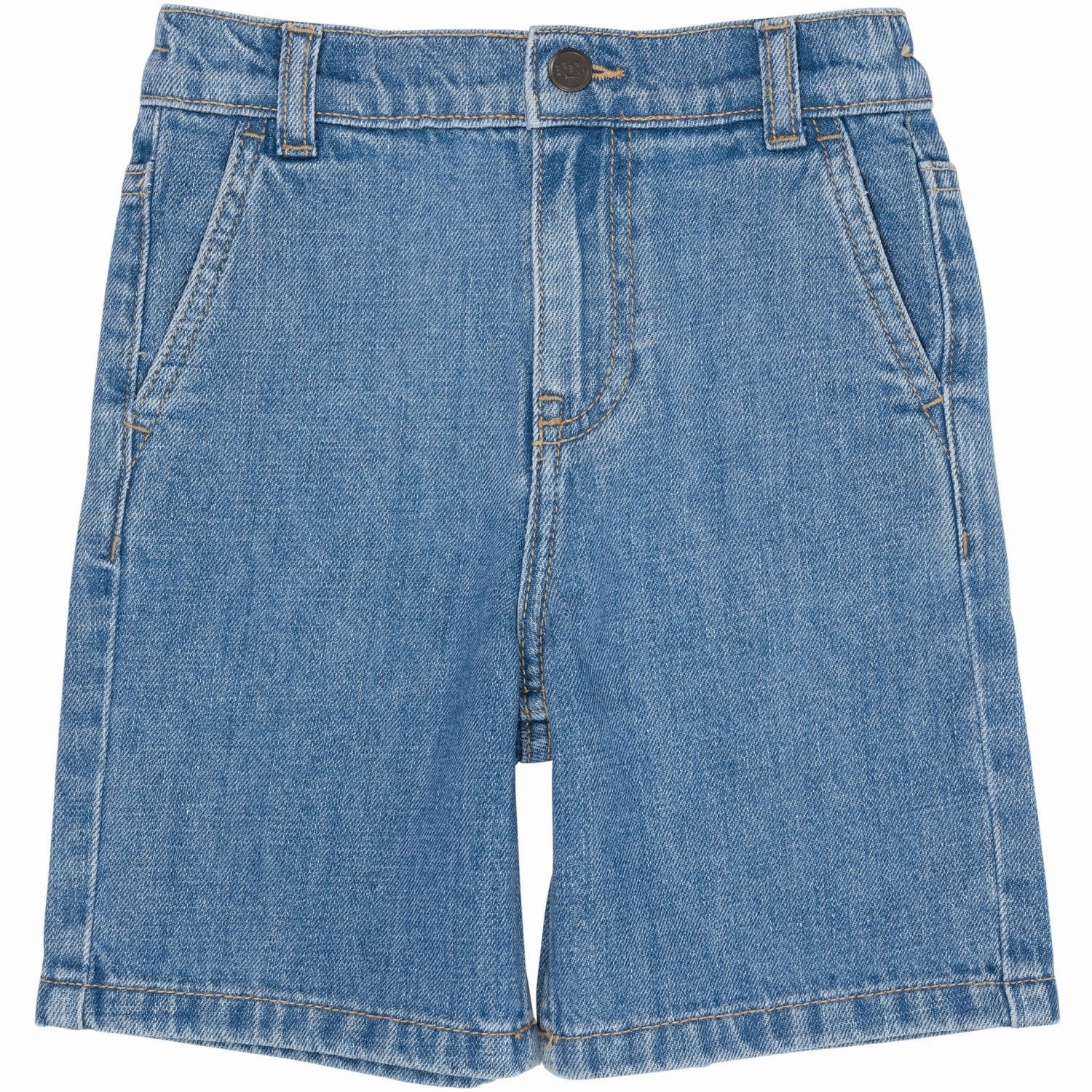 COPENHAGEN COLORS Lt Blue Indigo Washed Organic Wide Leg Denim Shorts Reinforced Stitching