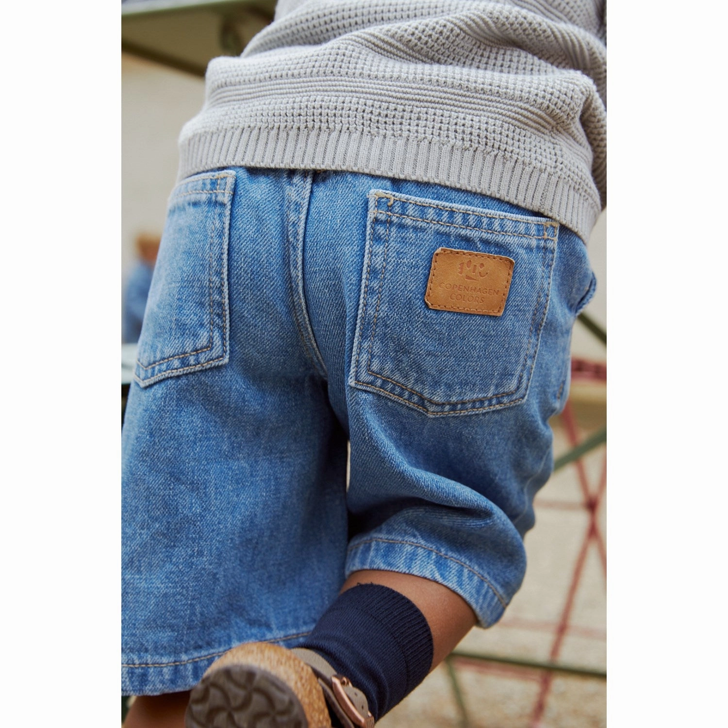 COPENHAGEN COLORS Lt Blue Indigo Washed Organic Wide Leg Denim Shorts dance clothing food industry