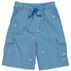 Copenhagen Colors Sharp Blue Stripe Twill Shorts w. Embroidery Snag Free Material