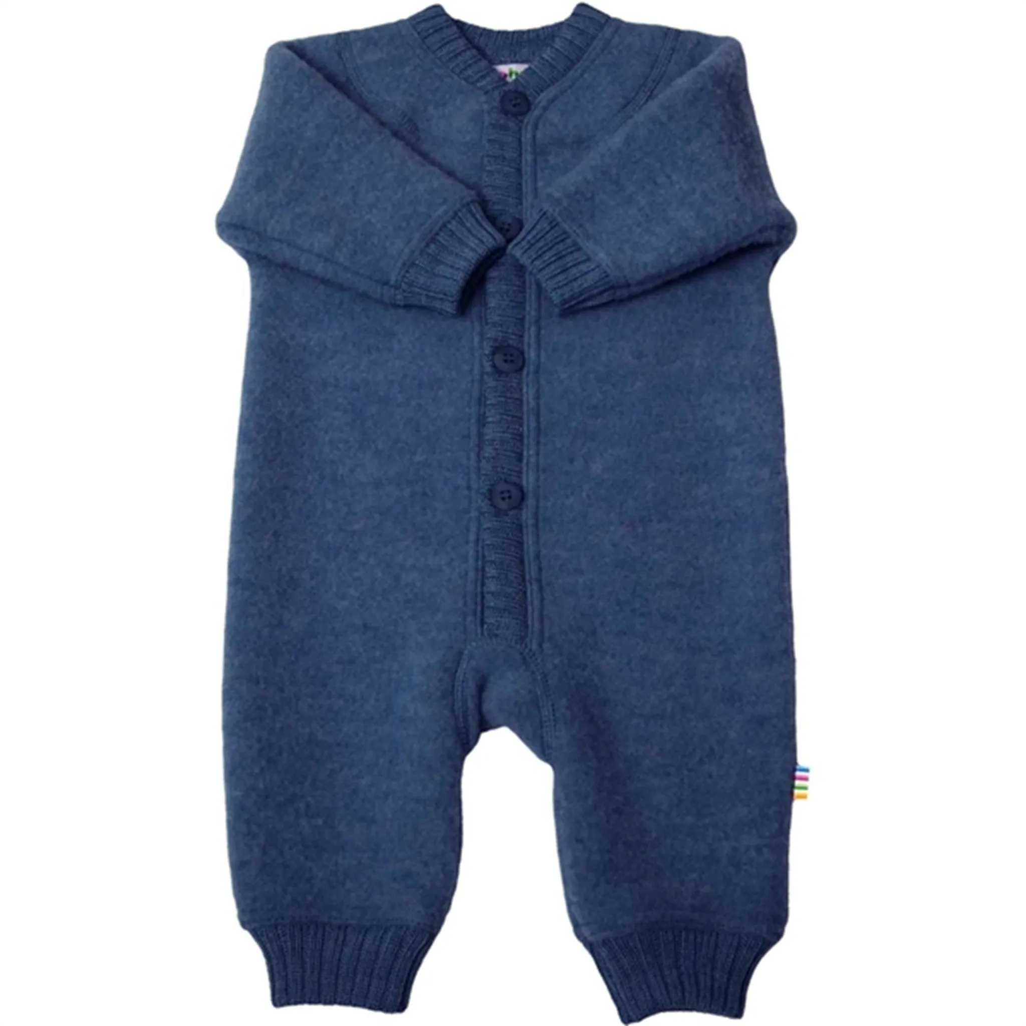 Joha Wool Blue Melange Overalls Reversible-Style Printed-Lining