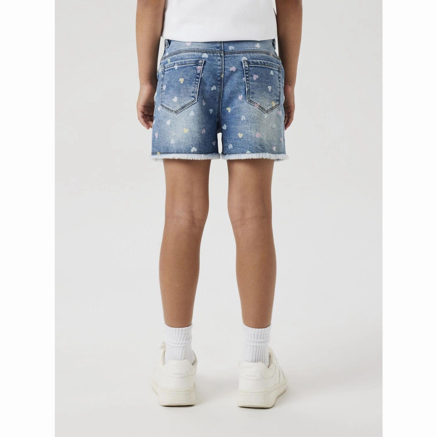 Name It Medium Blue Denim Rose High Waist Mom Denim Shorts Noos Stain-Resistant