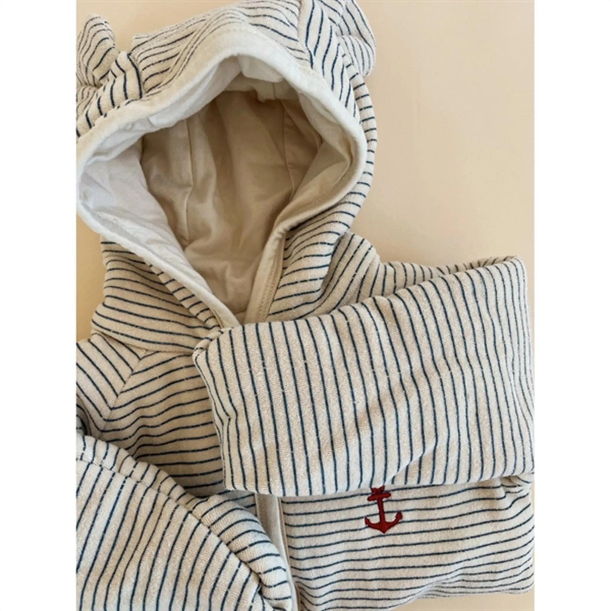 Konges Sl?jd Stripe Bluie Itty Onesie With Hood Knot-Detail Cruise-Wear