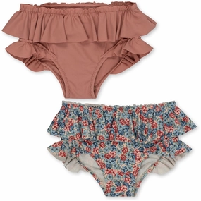 Konges Sl?jd Manuca 2-Pack Frill Bikini Pants Rosie Blue Metallic-Finish Ocean Holiday