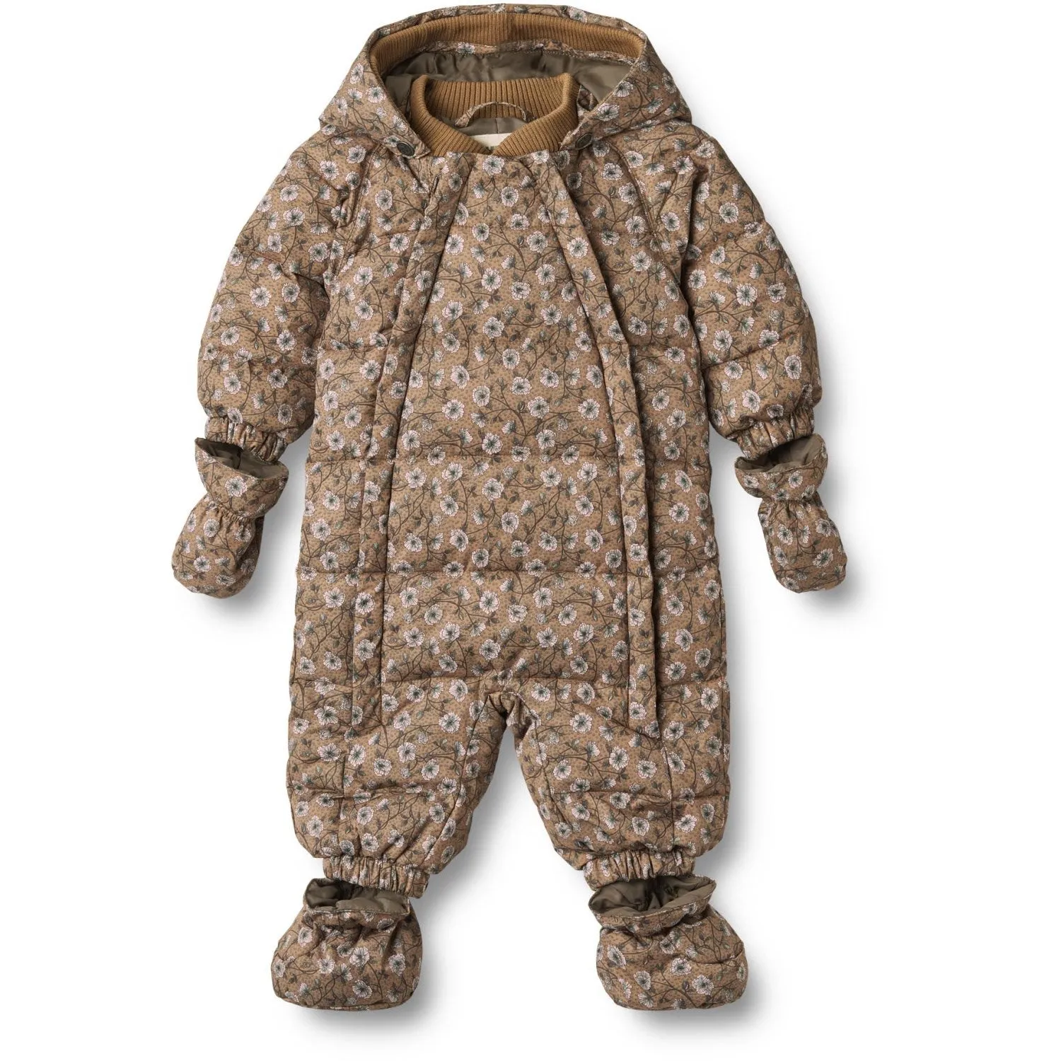Statement-Buttons Minimalist-Trend Wheat Caramel Anemones Puffer Baby Suit Edem
