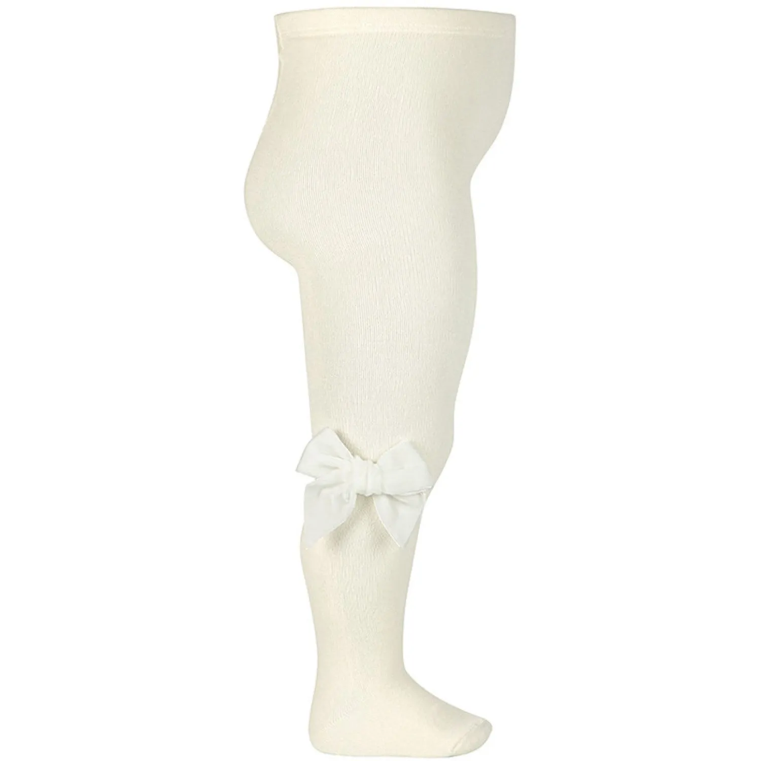 Polyester C??ndor Off-White Cotton Tights w. Bow