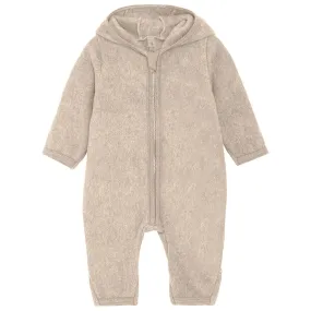 Huttelihut Camel Melange Pram Suit Ears Cot. Fleece (S) Cut-Out-Detail Sleek button-front piece