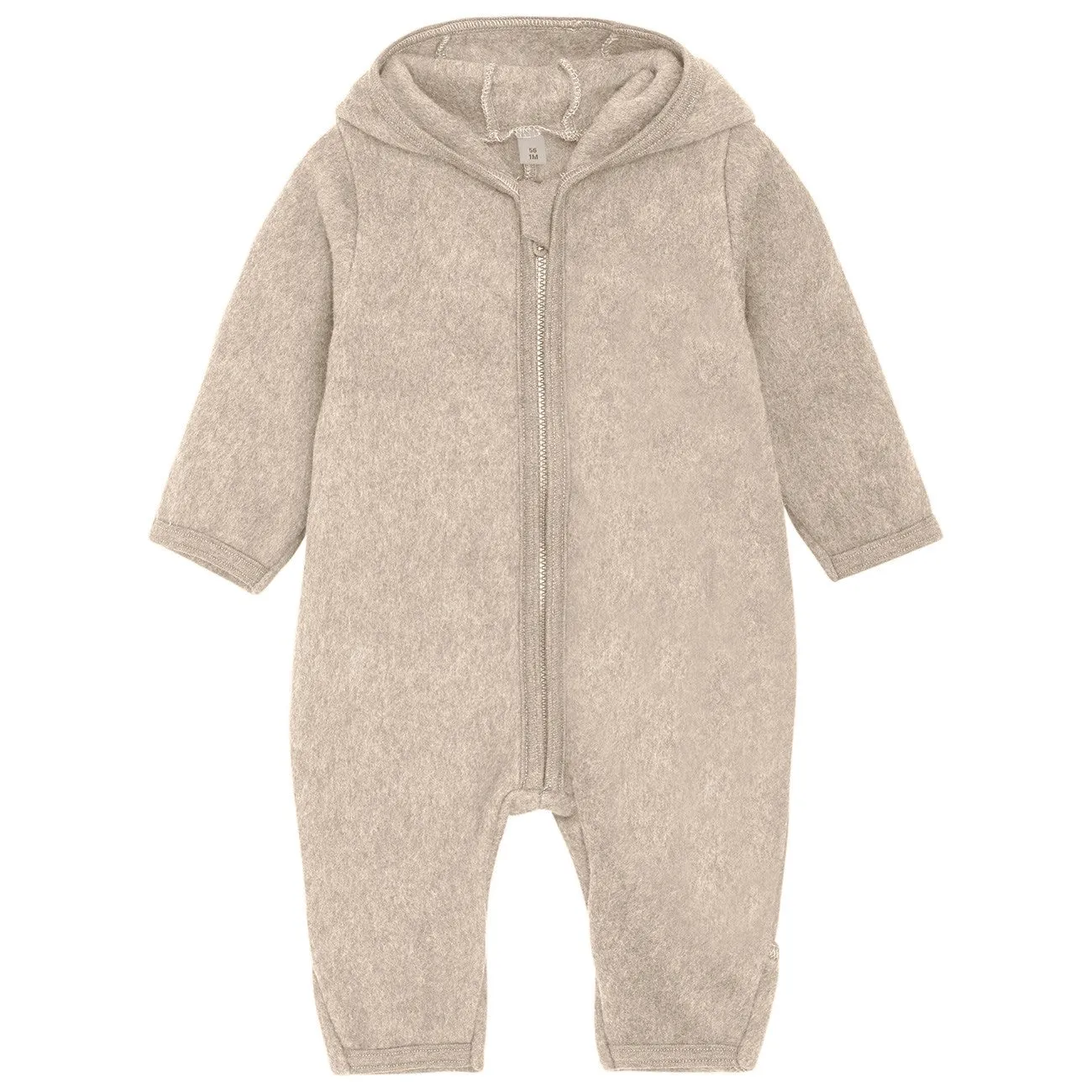 Huttelihut Camel Melange Pram Suit Ears Cot. Fleece (S) Cut-Out-Detail Sleek button-front piece