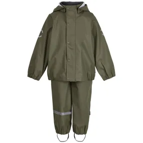 Foggy Weather Gear Utility Hiking Wear Mikk-Line Rainwear Jacket And Pants Dusty Olive