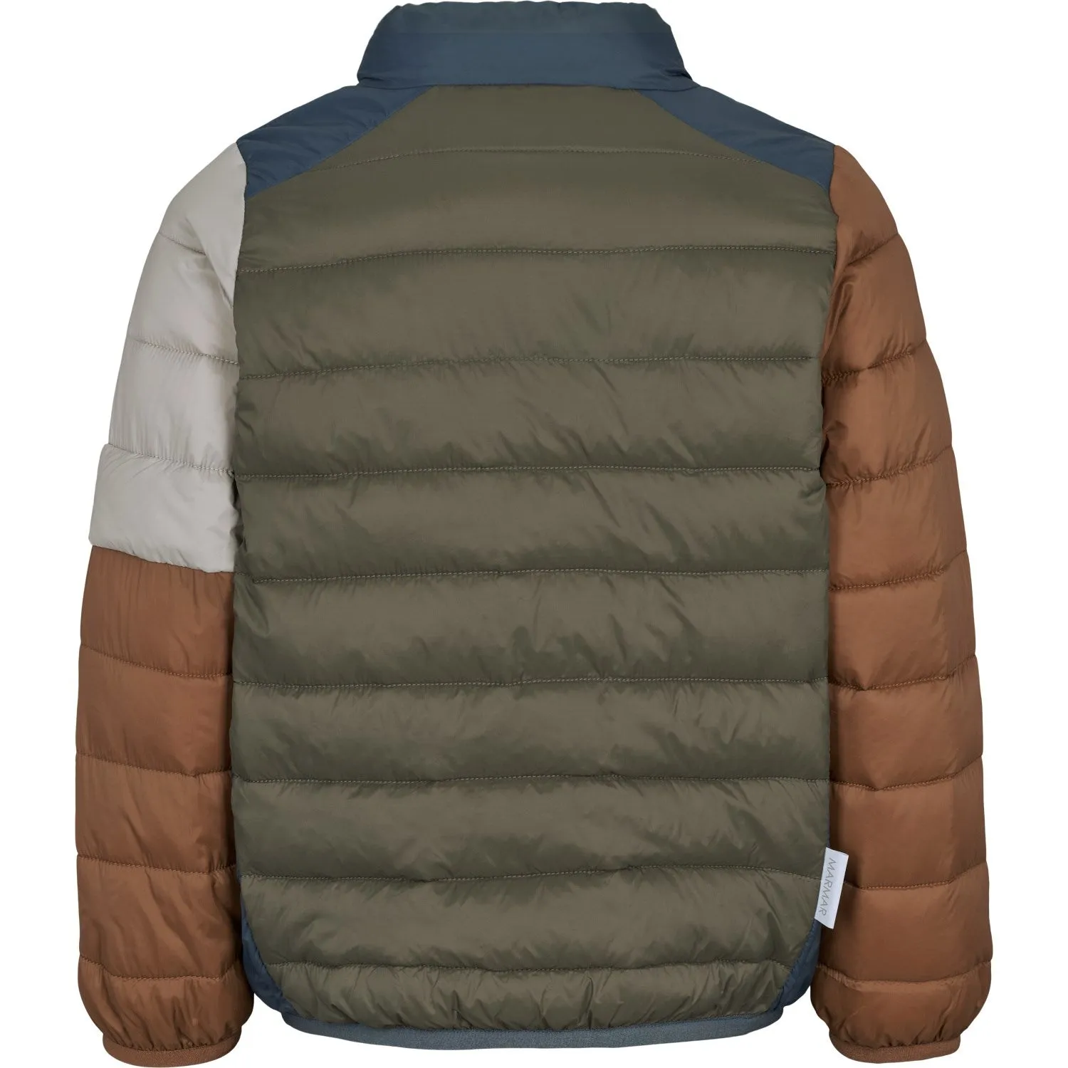 MarMar Vegan Puffer Shaded Blue Block Owe Jacket Winter-Season Glossy-Finish