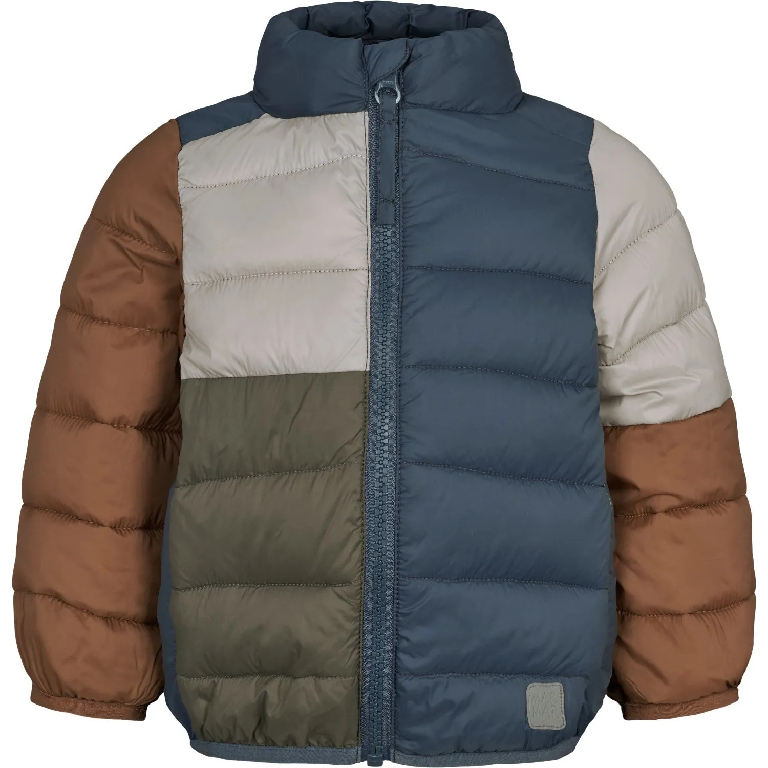 MarMar Vegan Puffer Shaded Blue Block Owe Jacket Smooth-Finish Relaxed-fit