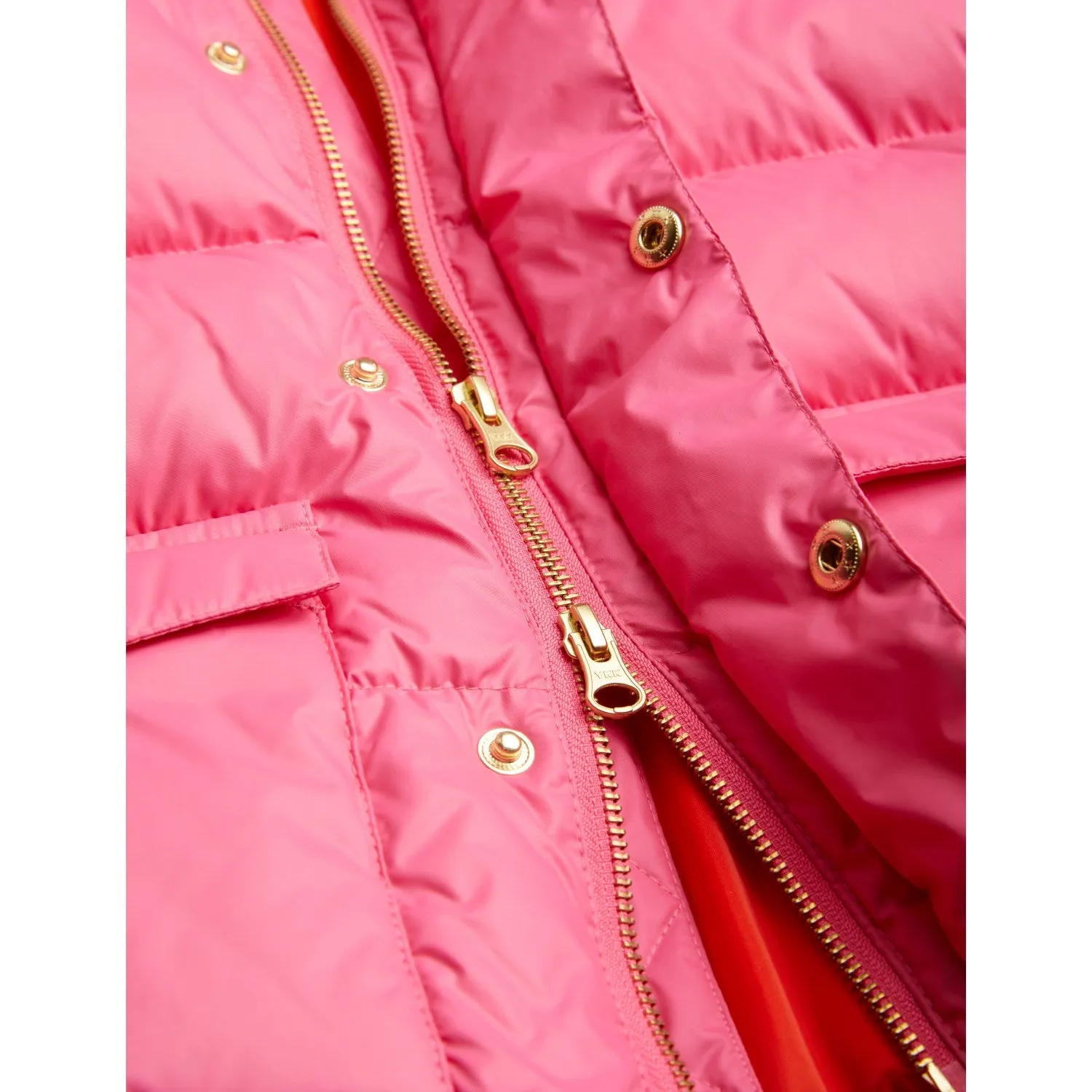 Lace-Trim Bright-Hue Mini Rodini Pink Heavy Hooded Puffer Jacket