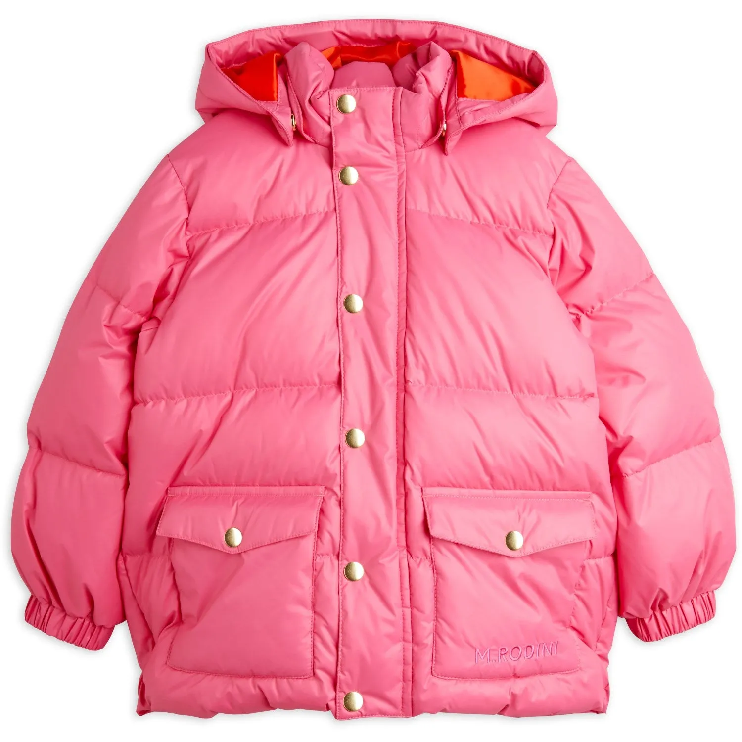 Mini Rodini Pink Heavy Hooded Puffer Jacket Linen-Blend