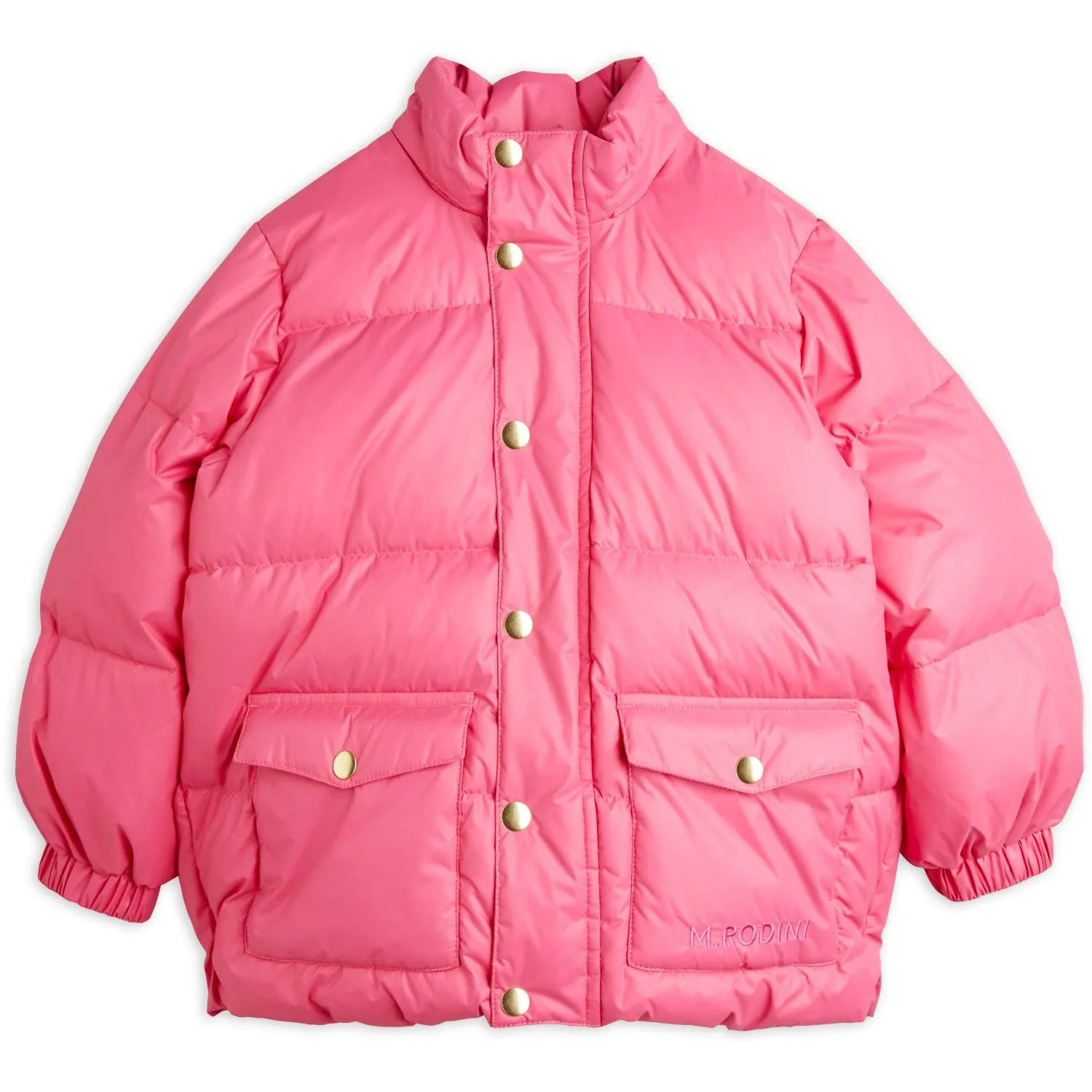 Mini Rodini Pink Heavy Hooded Puffer Jacket Relaxed-fit Gemstone-Detail