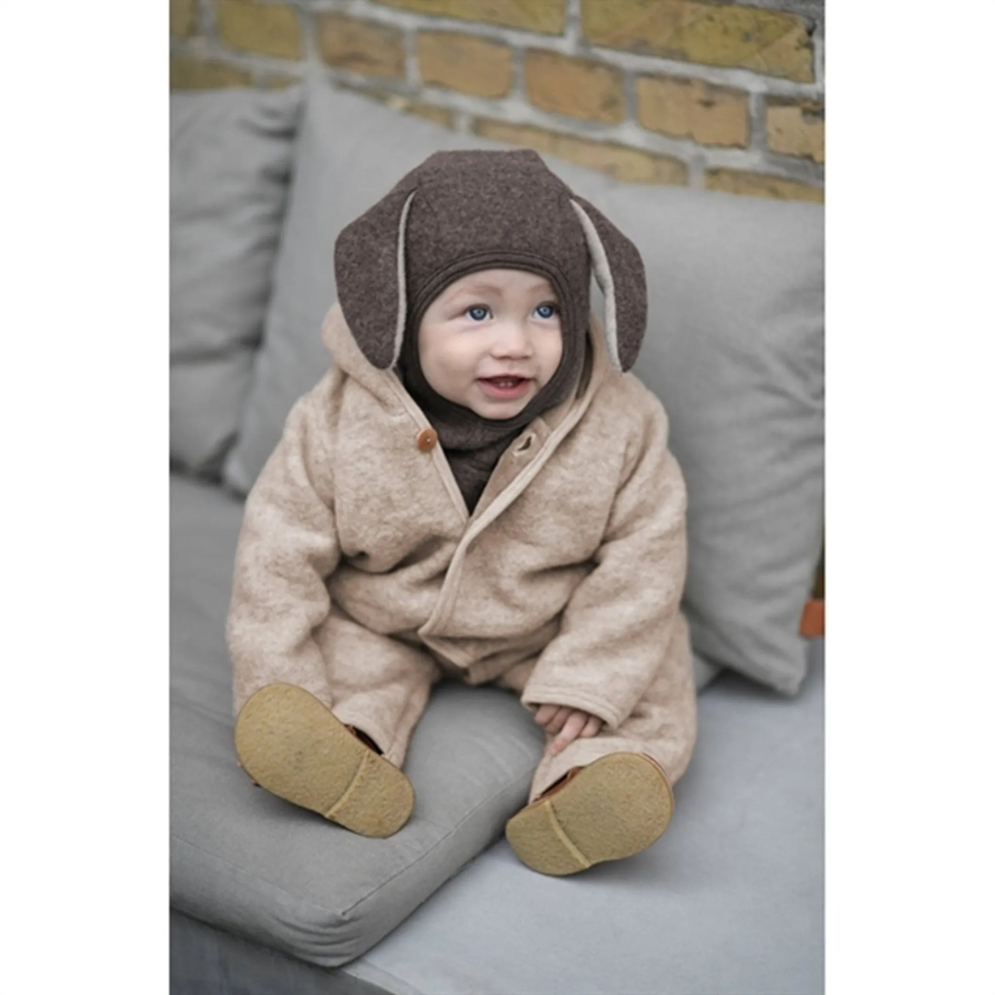 Glossy-Finish Thermal-Lined Huttelihut Pram Suit Wool Pooh Sand