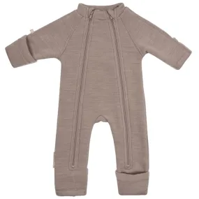 Mix-And-Match Smallstuff Wool Onesie with Zipper Soft Powder