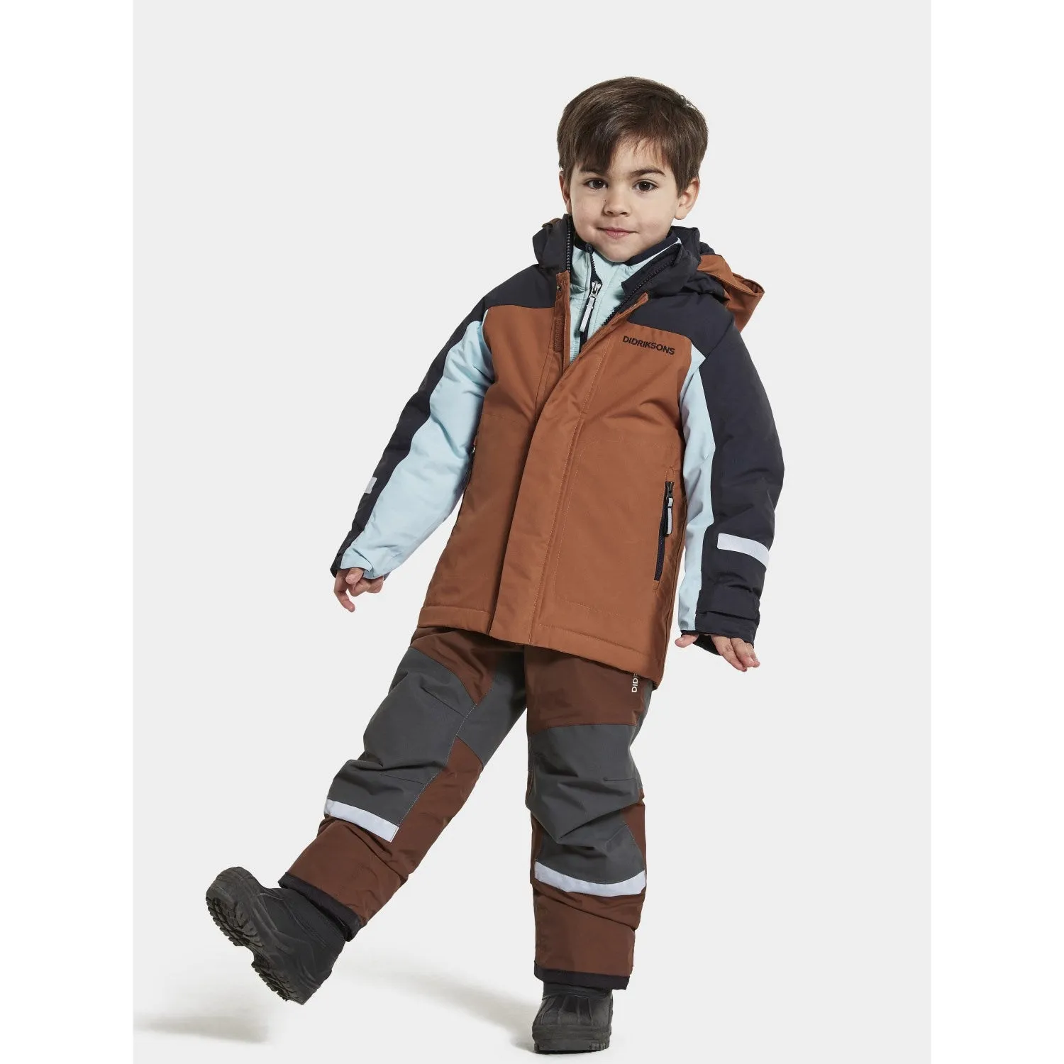 Adjustable Drawstrings Didriksons Acorn Brown Neptun Kids Jacket