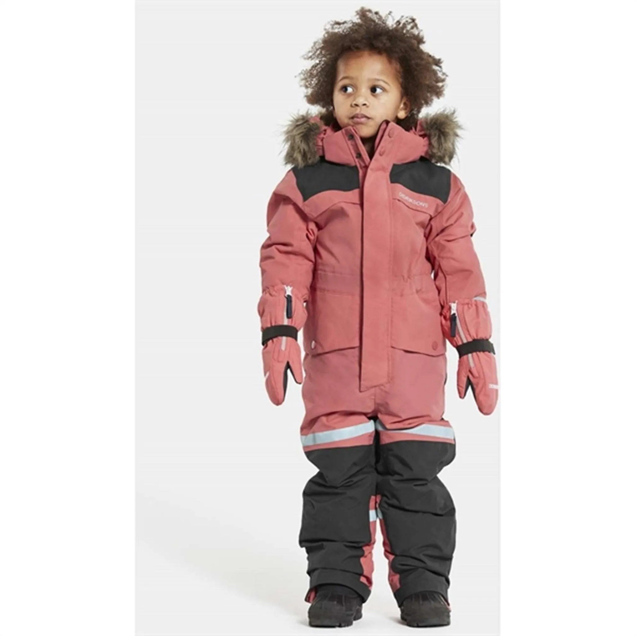 Tie-Detail Didriksons Bj?rven Peach Rose Snowsuit