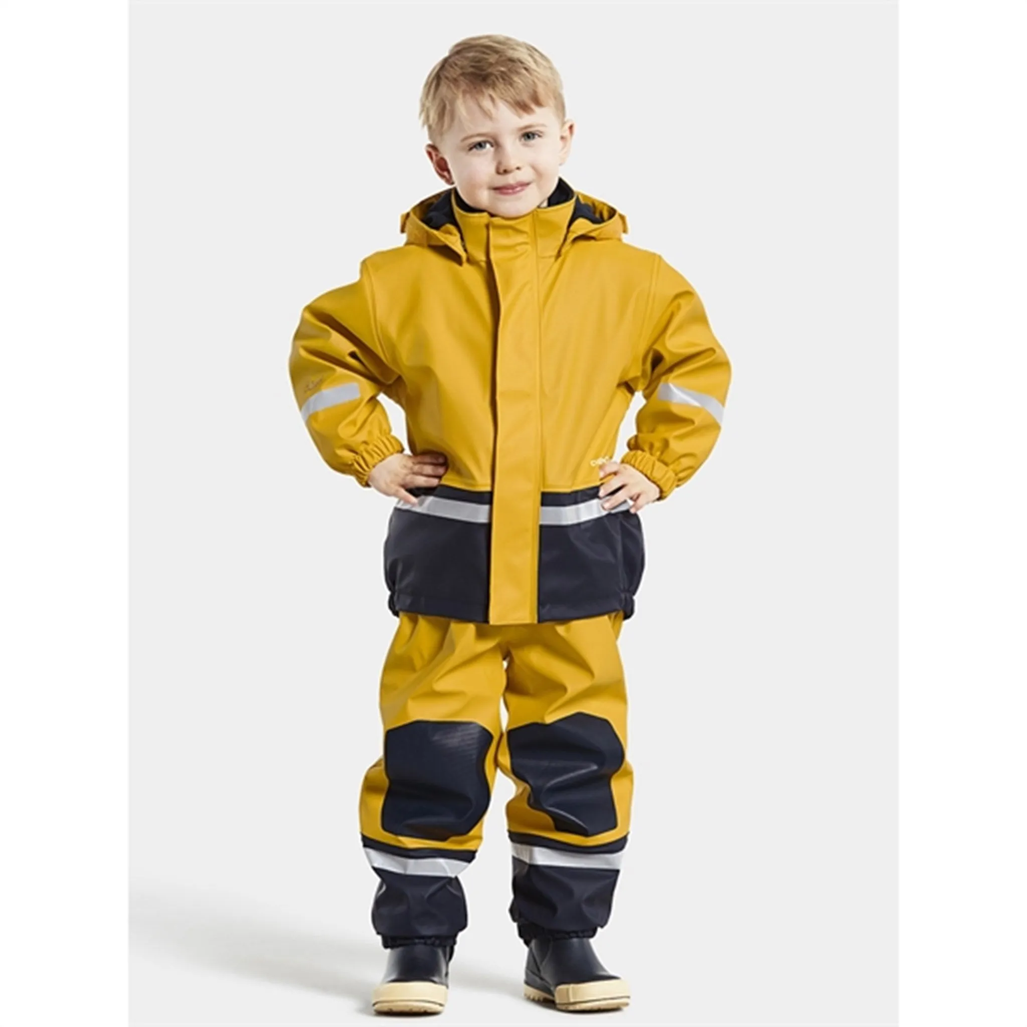 Didriksons Boardman Kids Oat Yellow Rain Set Run Commute Technical Shell Layer