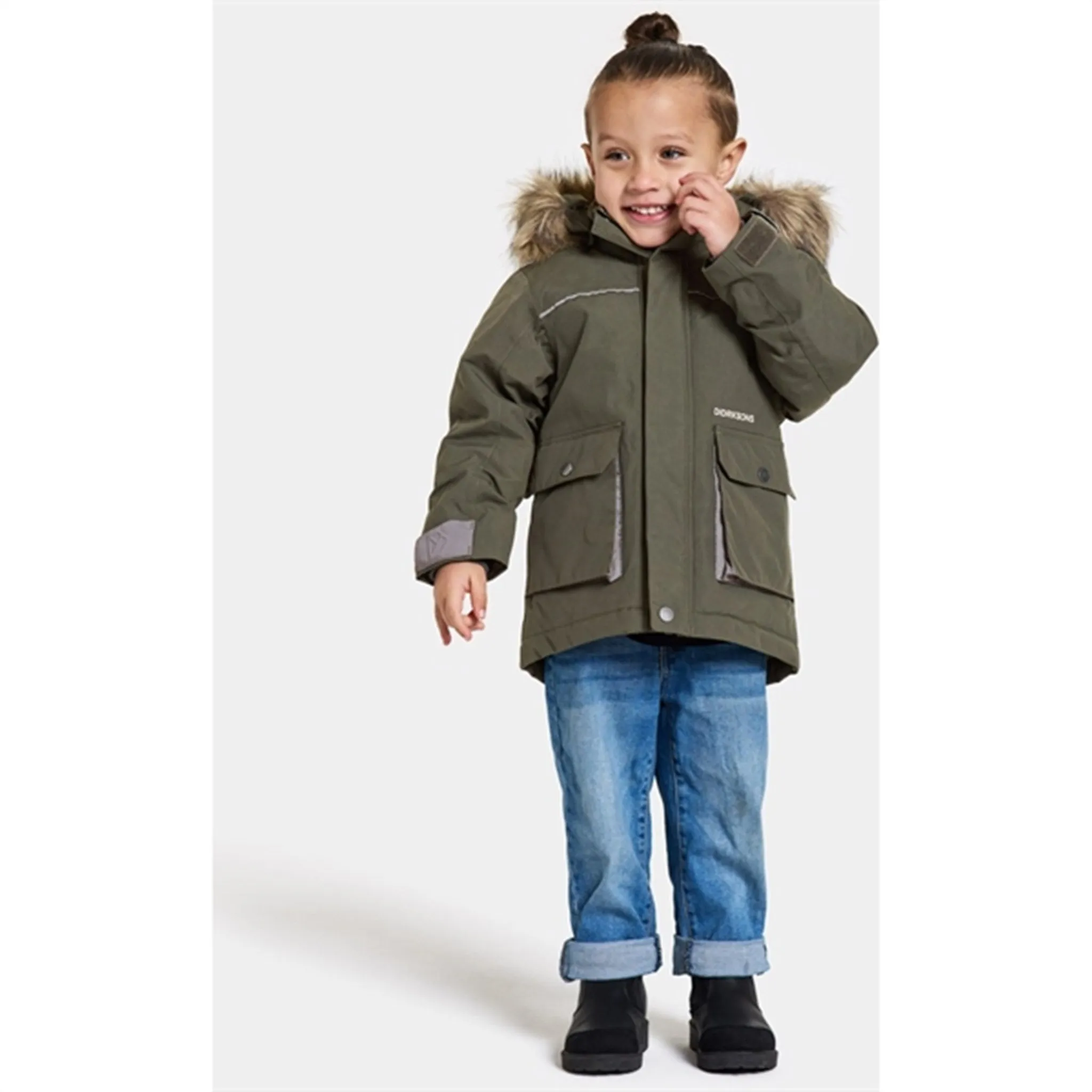 Didriksons Deep Green Kure Kids Parka Jacket Functional Warmth Charity