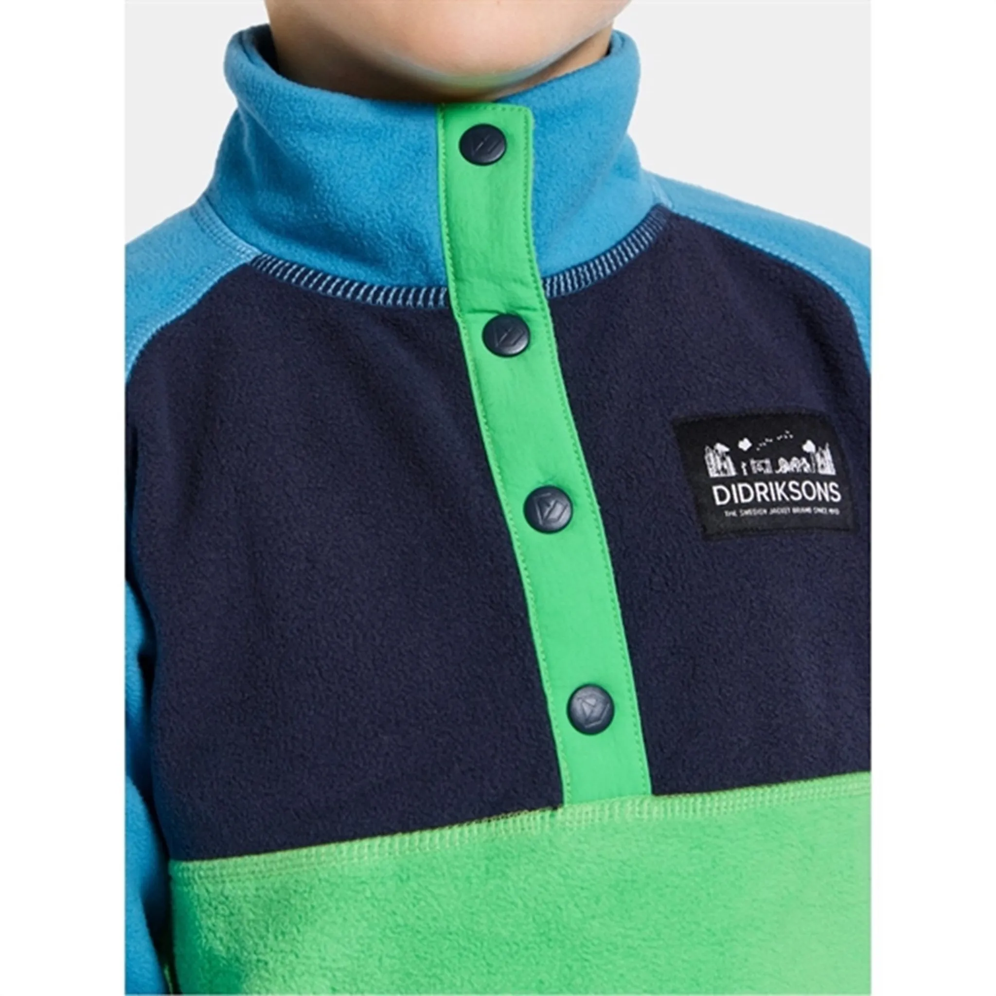 Recycled Polyester Kangaroo Pocket Design Didriksons Frog Green Monte Kids Fleece Jacket