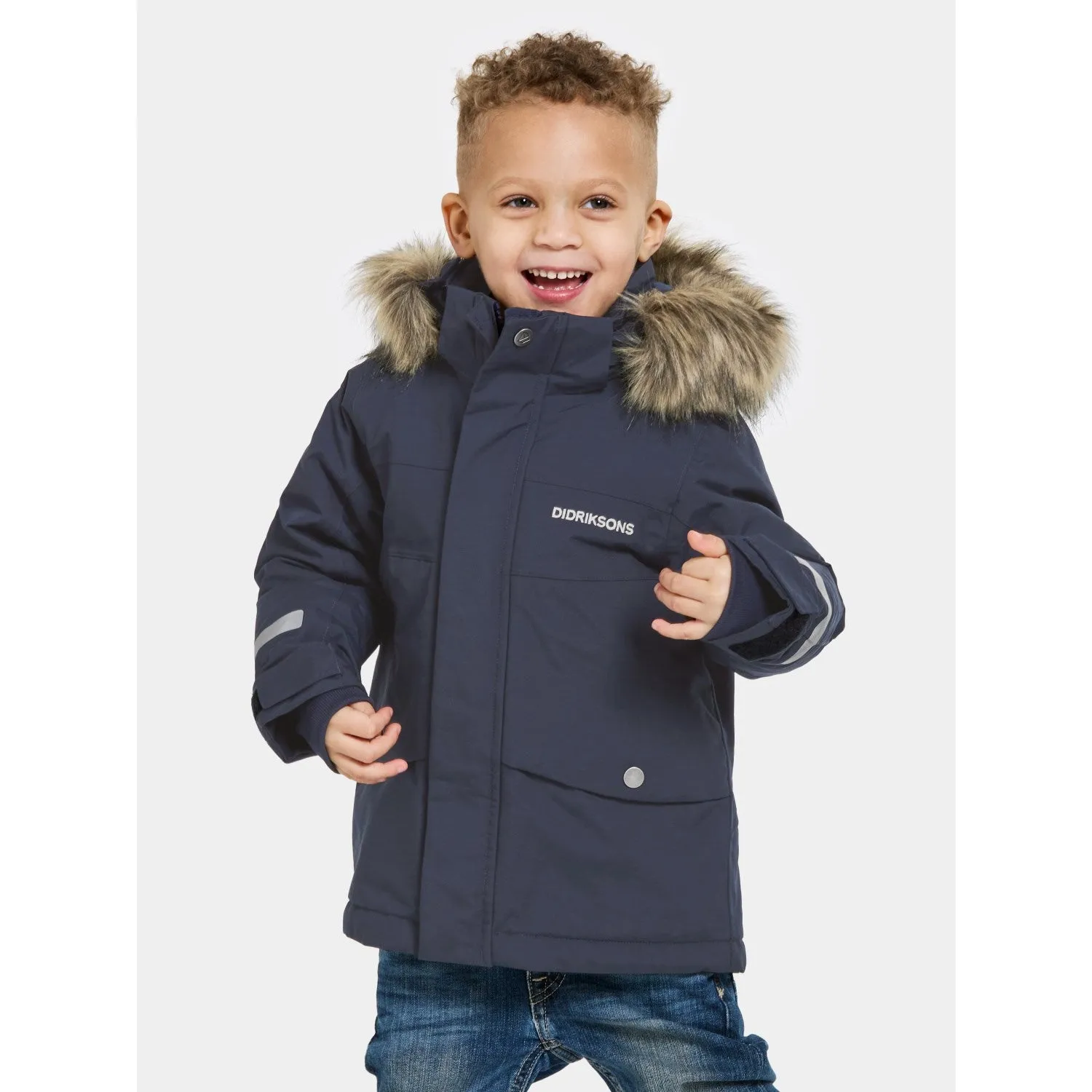 Animal Print Didriksons Navy Bj?rven Kids Parka 3