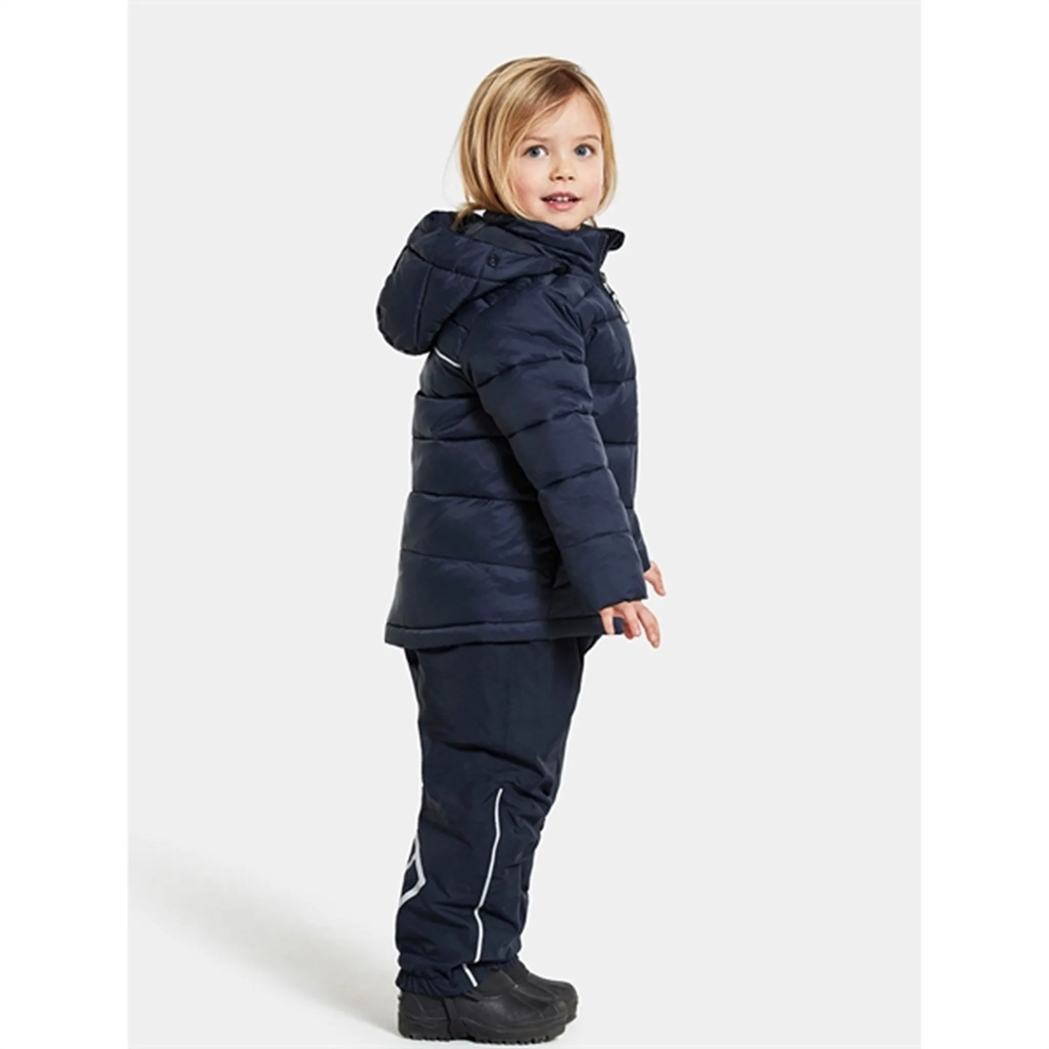 Didriksons Navy Rodi Kids Jacket Care-Instructions-Included Satin-Edge