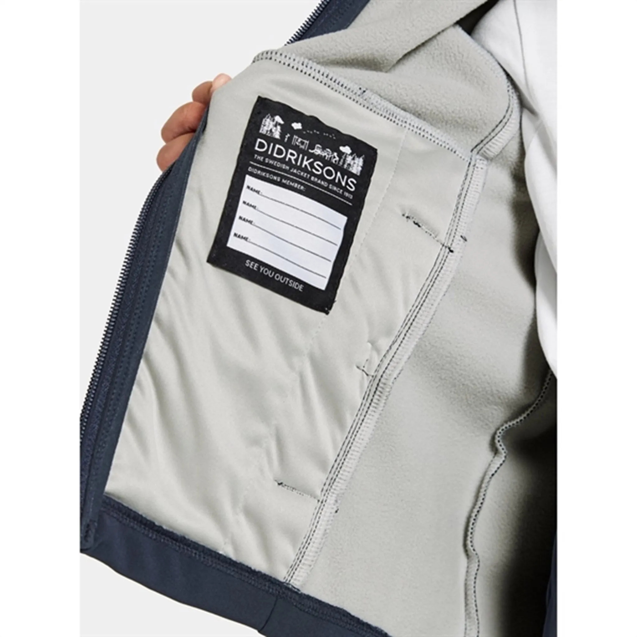 Core Fit Weatherproof Zippers Didriksons Navy Troel Kids Jacket