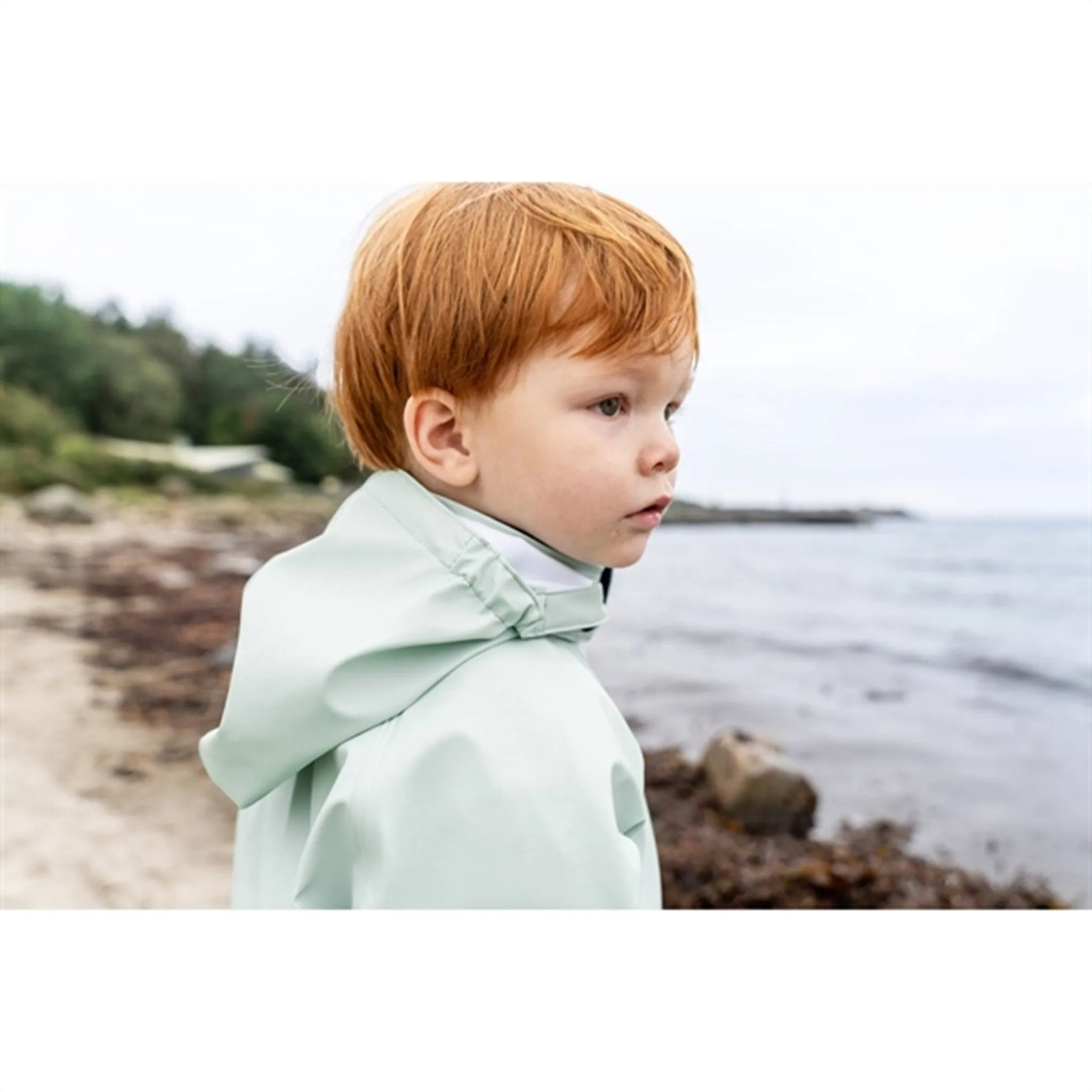 Water Wicking Coat Didriksons Pale Mint Slaskeman Kids Rainwear