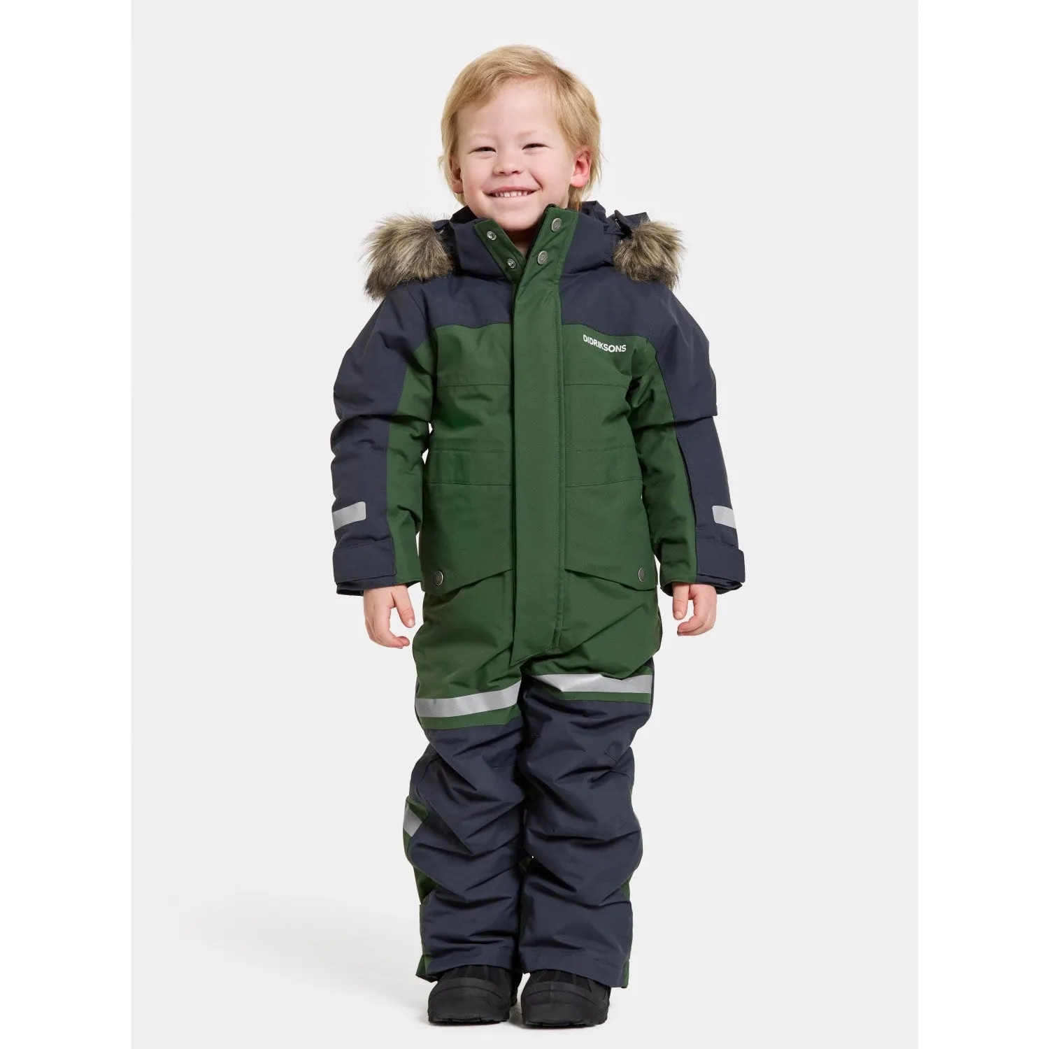 windproof Didriksons Pine Green Bj?rven Kids Coverall 12