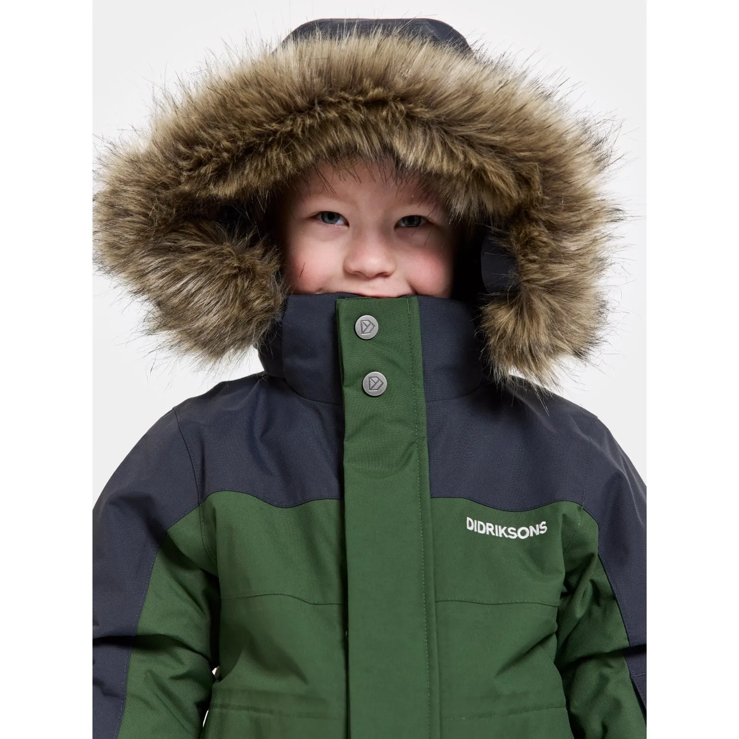 Didriksons Pine Green Bj?rven Kids Coverall 12 Clasp-Closure