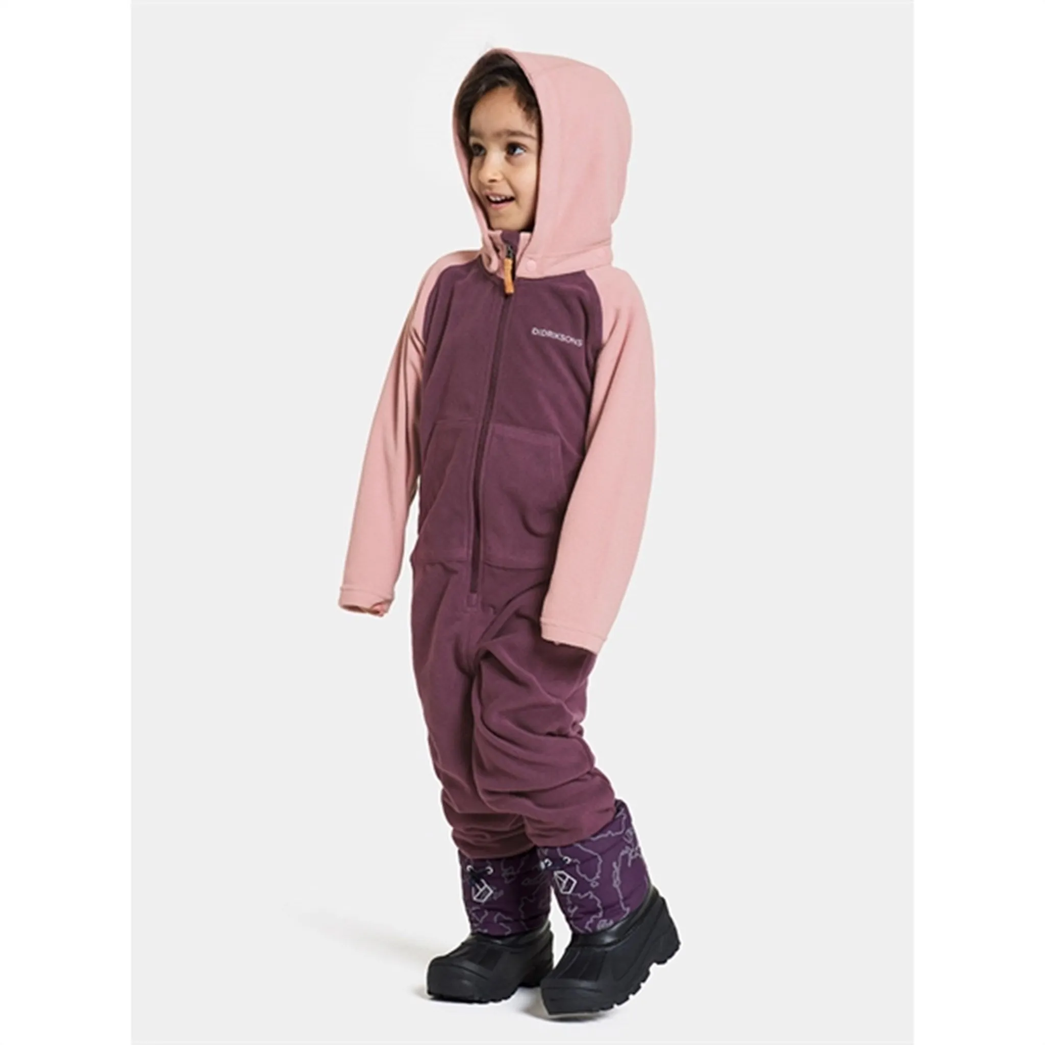 Didriksons Plumb Monte Kids Fleece Onesie Travel Outfit