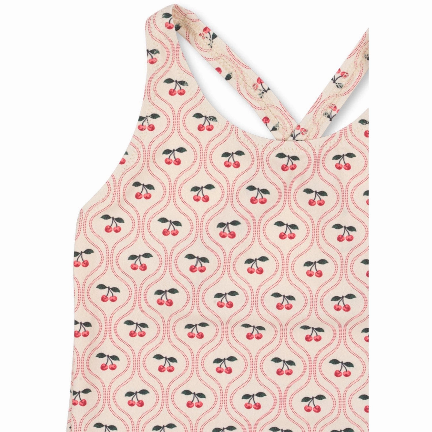 Konges Sl?jd Cherry Pink Motif Merle Swimsuit Grs Versatile Closure Laser Cut Edges