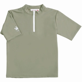 Durable Reinforced Stitching Adjustable Drawcord Petit Crabe Olive Max Half Zip Uv-Swim Shirt S/S