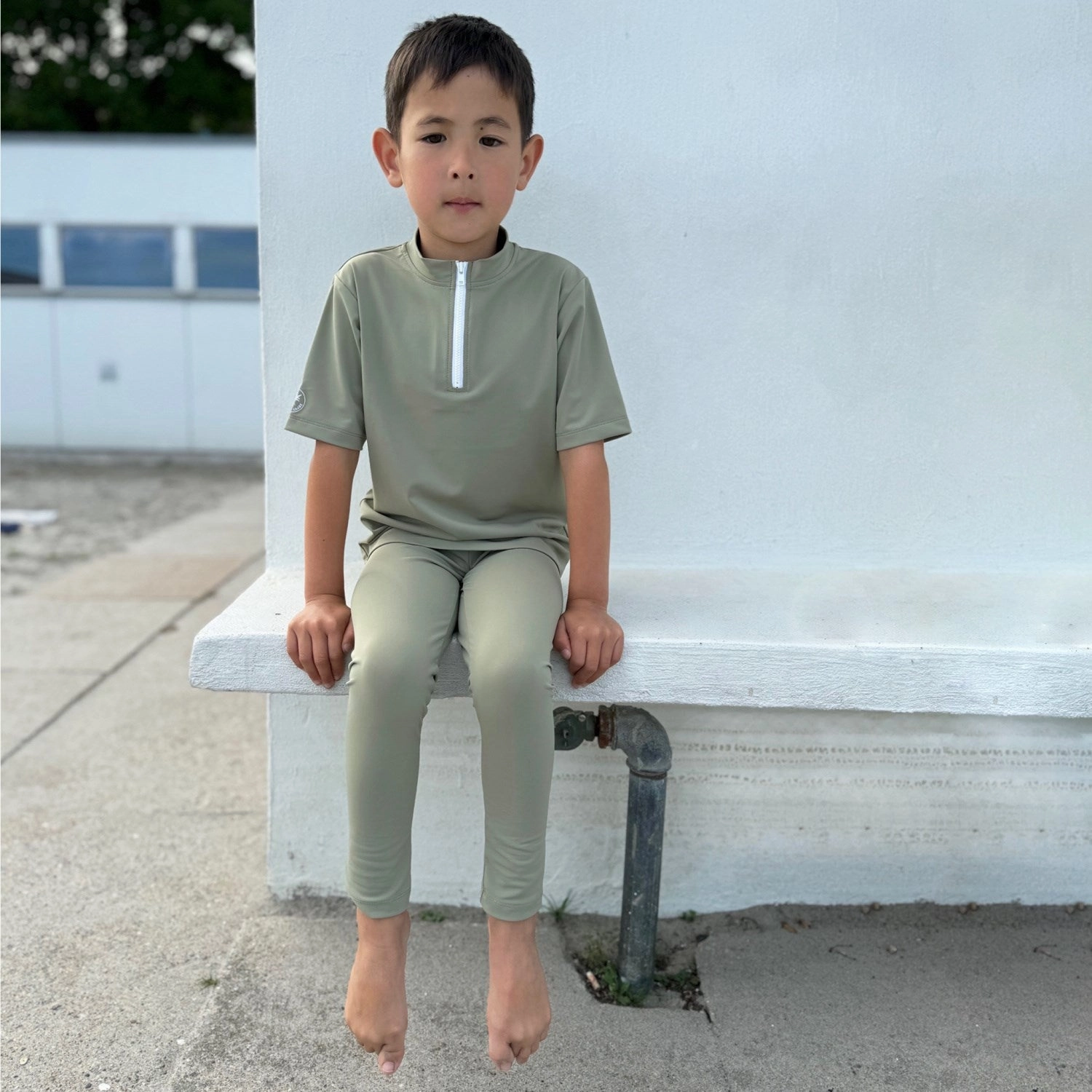 Petit Crabe Olive Max Half Zip Uv-Swim Shirt S/S Cheeky-Fit Ocean Fun