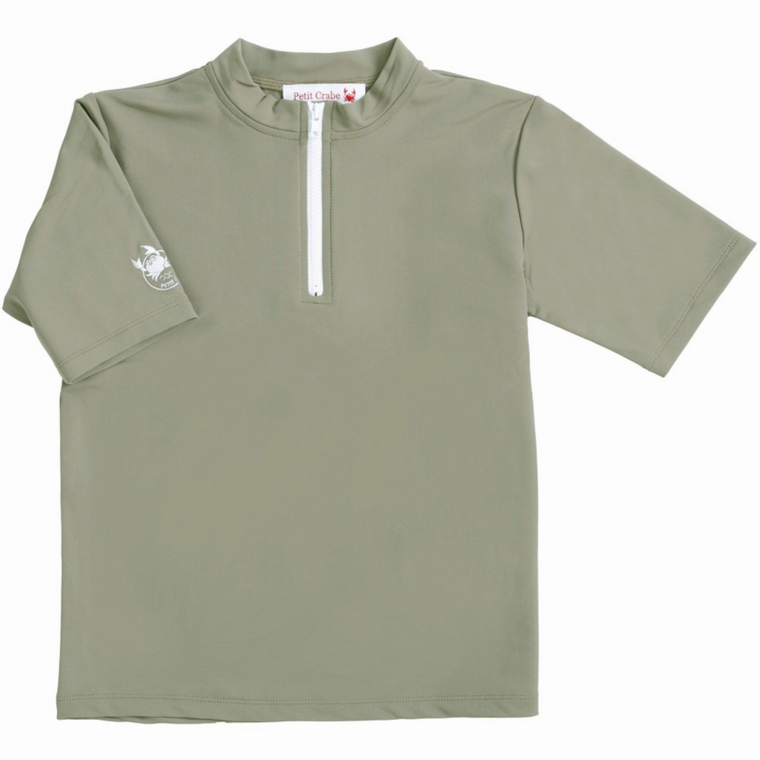 Durable Reinforced Stitching Adjustable Drawcord Petit Crabe Olive Max Half Zip Uv-Swim Shirt S/S