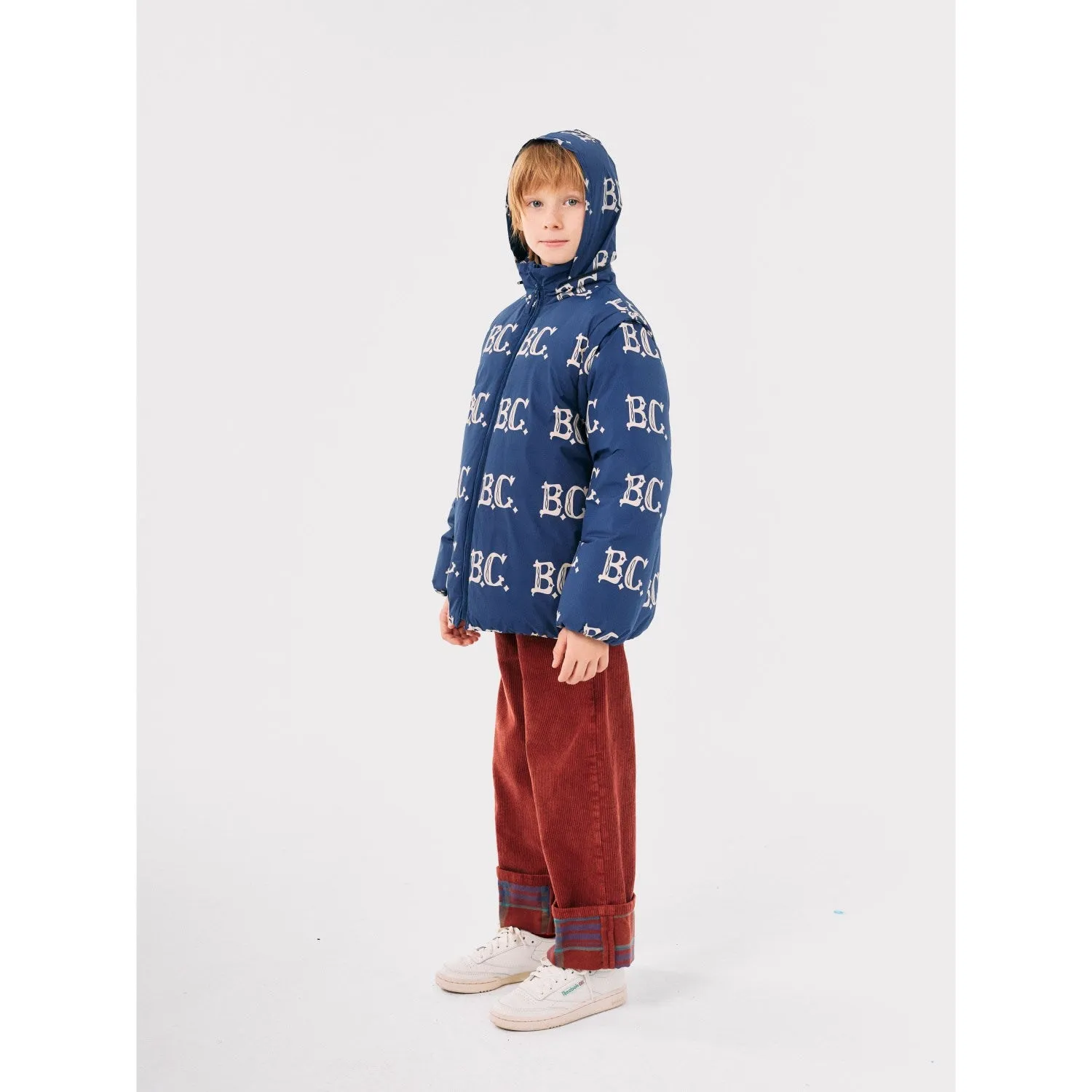 Bobo Choses Midnight Blue B.C Vintage All Over Padded Anorak Front-Slit