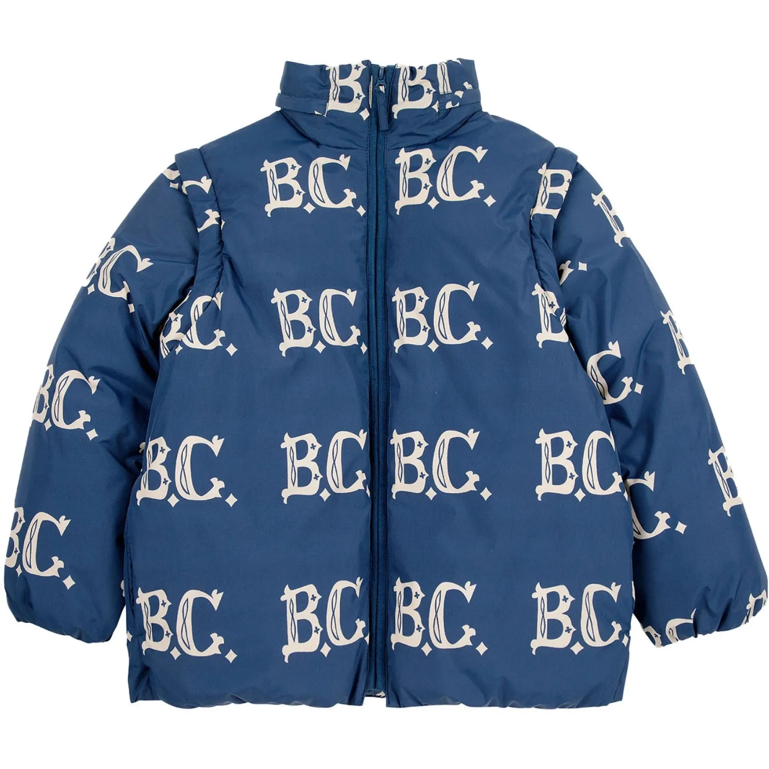 Bobo Choses Midnight Blue B.C Vintage All Over Padded Anorak Silky-Lining Hidden-Pocket