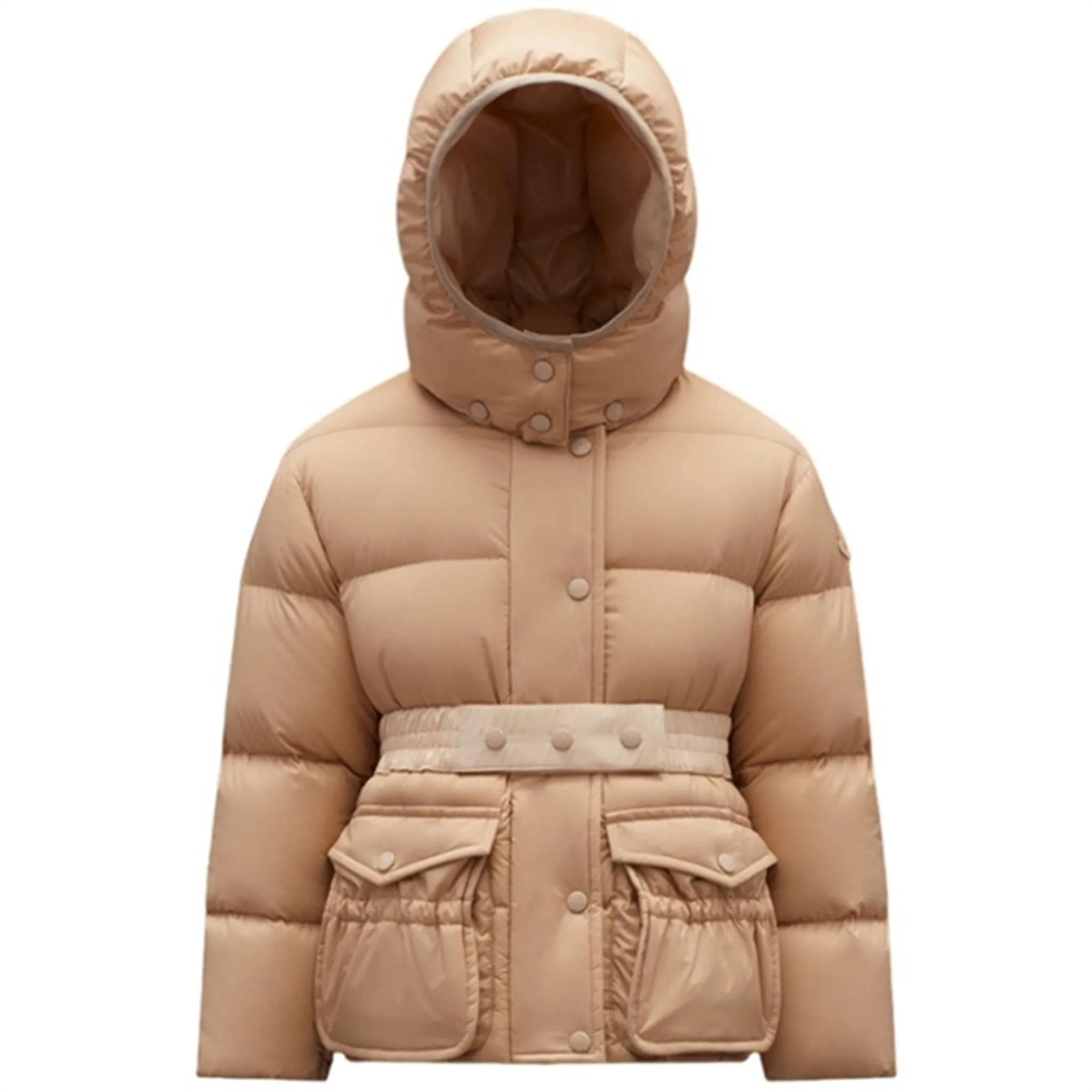 Buckle-Detail Moncler Careil Giubotto Down Jacket Beige