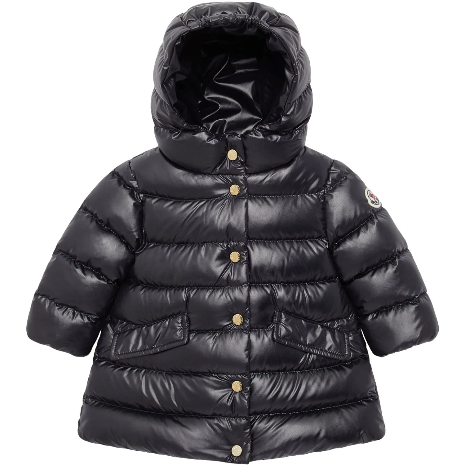Scalloped-Edge Moncler Medium Blue Ibida Long Coat