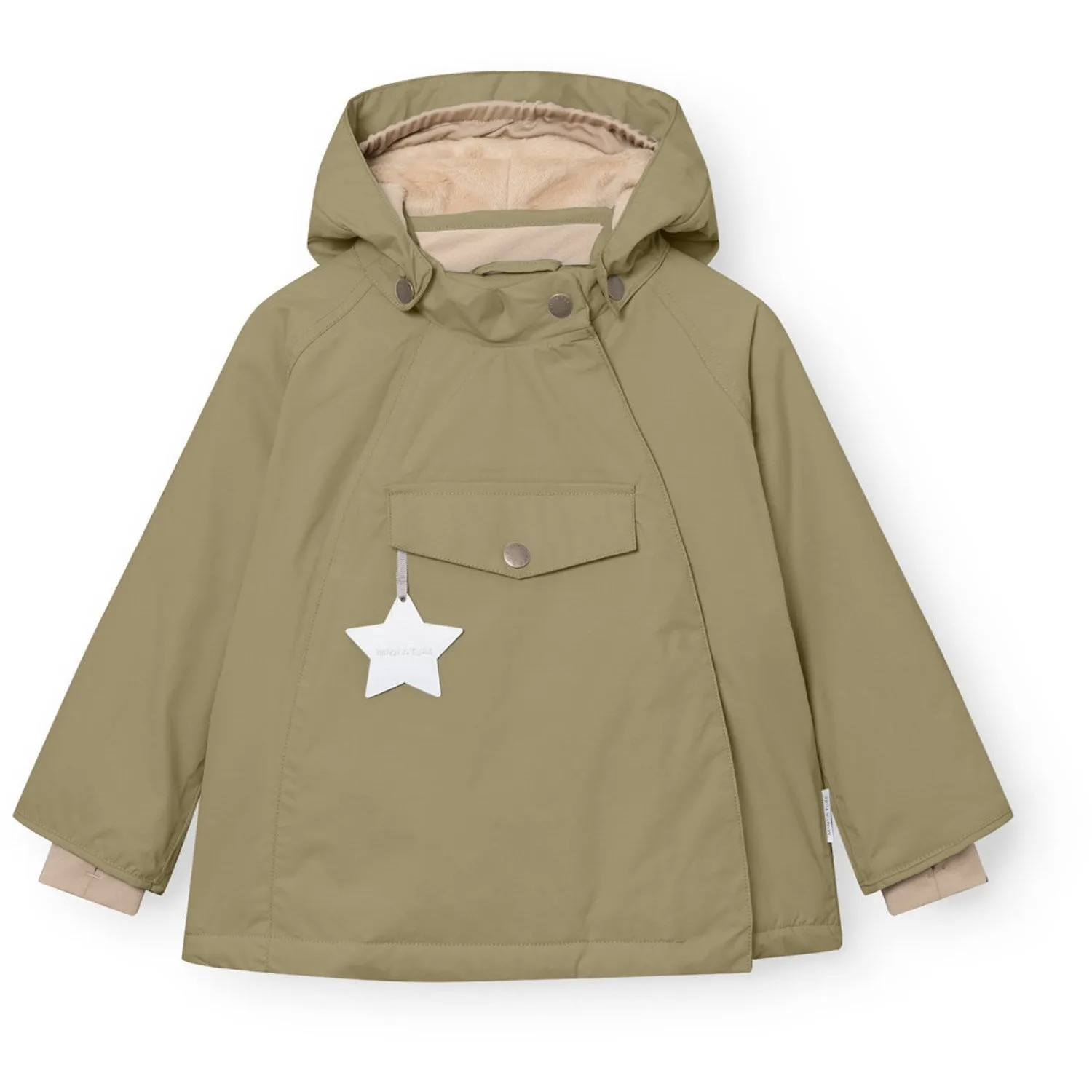 Mini A ture Aloe Green Matwang Fleece Lined Winter Jacket. GRS Prevent windy