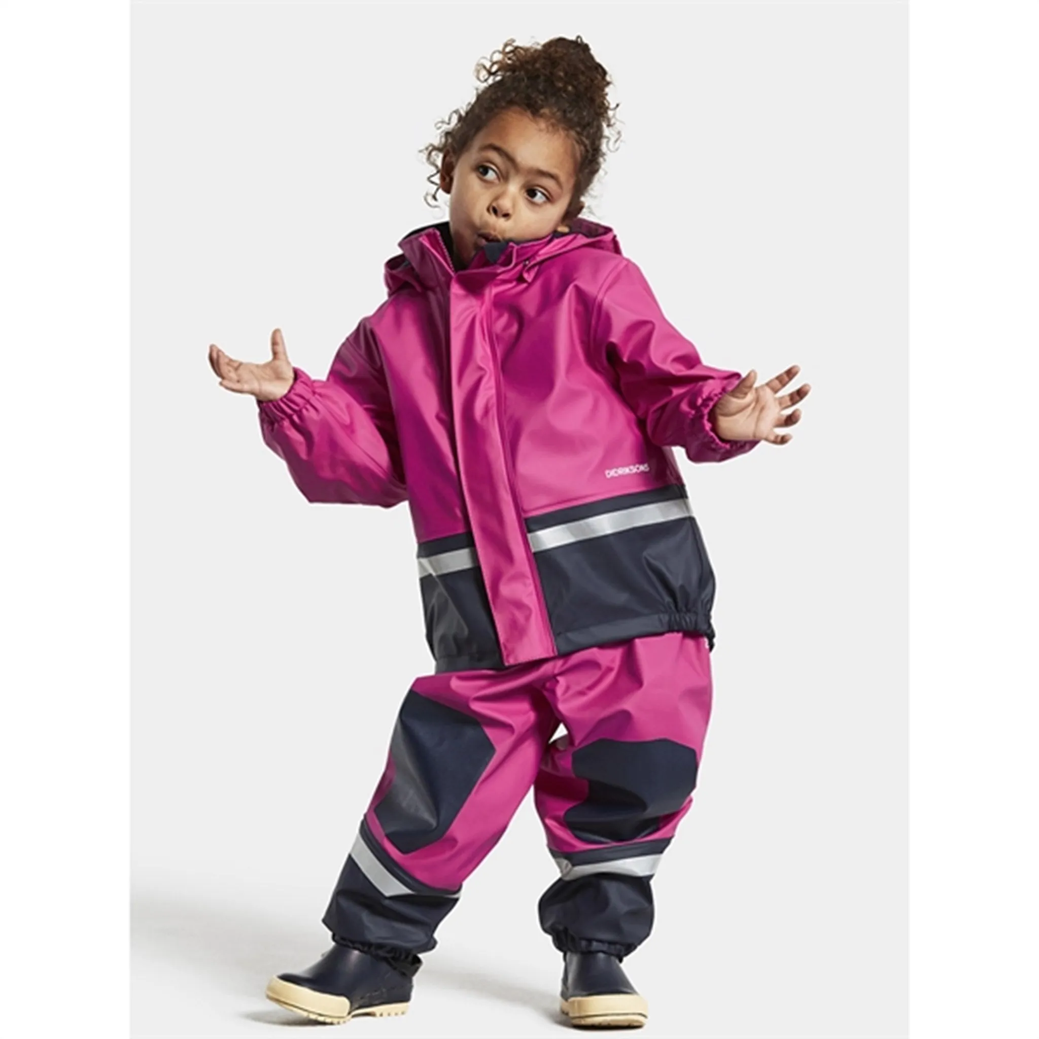 Didriksons Boardman Kids Plastic Pink Rain Set Walk In Rain Gear Weekend Hike