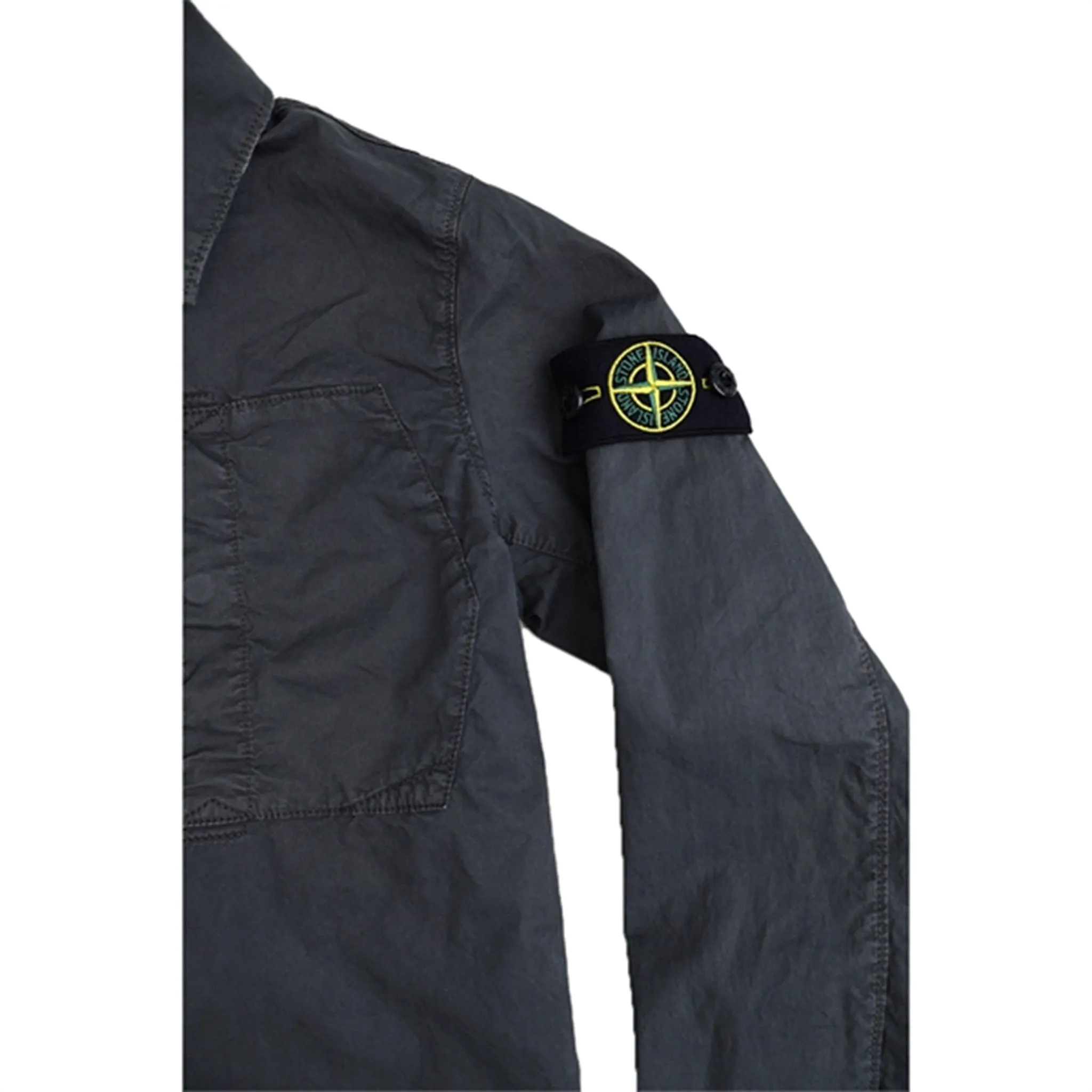Stone Island Overshirt Blue Grey Stand Collar