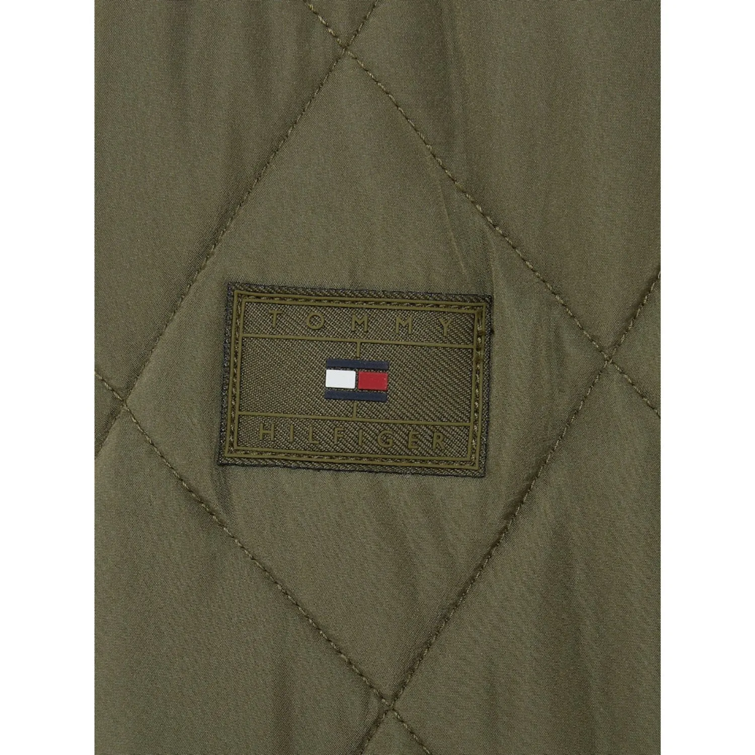 Knee Length Tommy Hilfiger Utility Olive Light Padded Quilted Jacket
