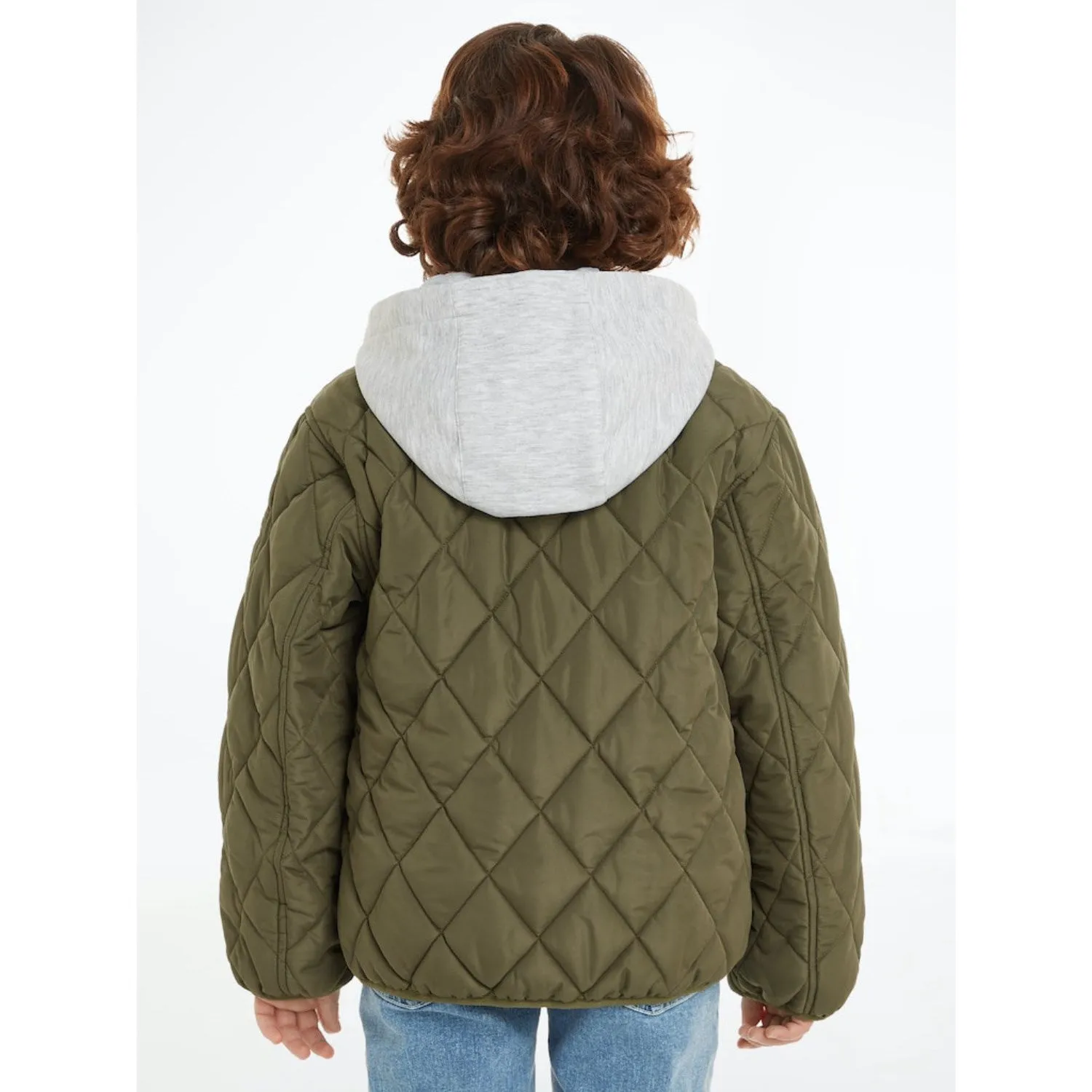 Tommy Hilfiger Utility Olive Light Padded Quilted Jacket Winter Outer Layer suitable for school days