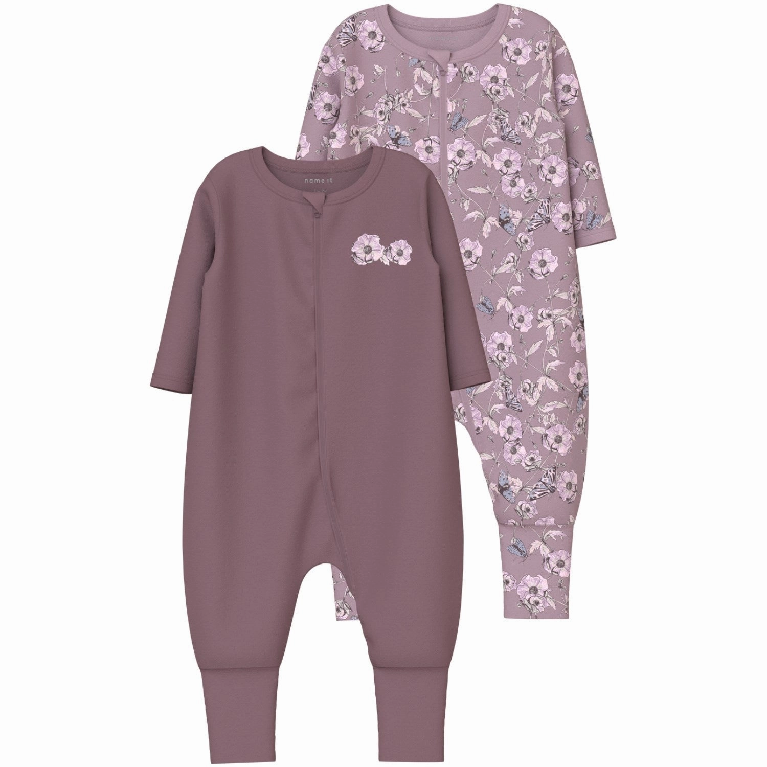 Name It Grape Shake Nightsuit 2-pack Zip Grape Flower Noos Dynamic Unique